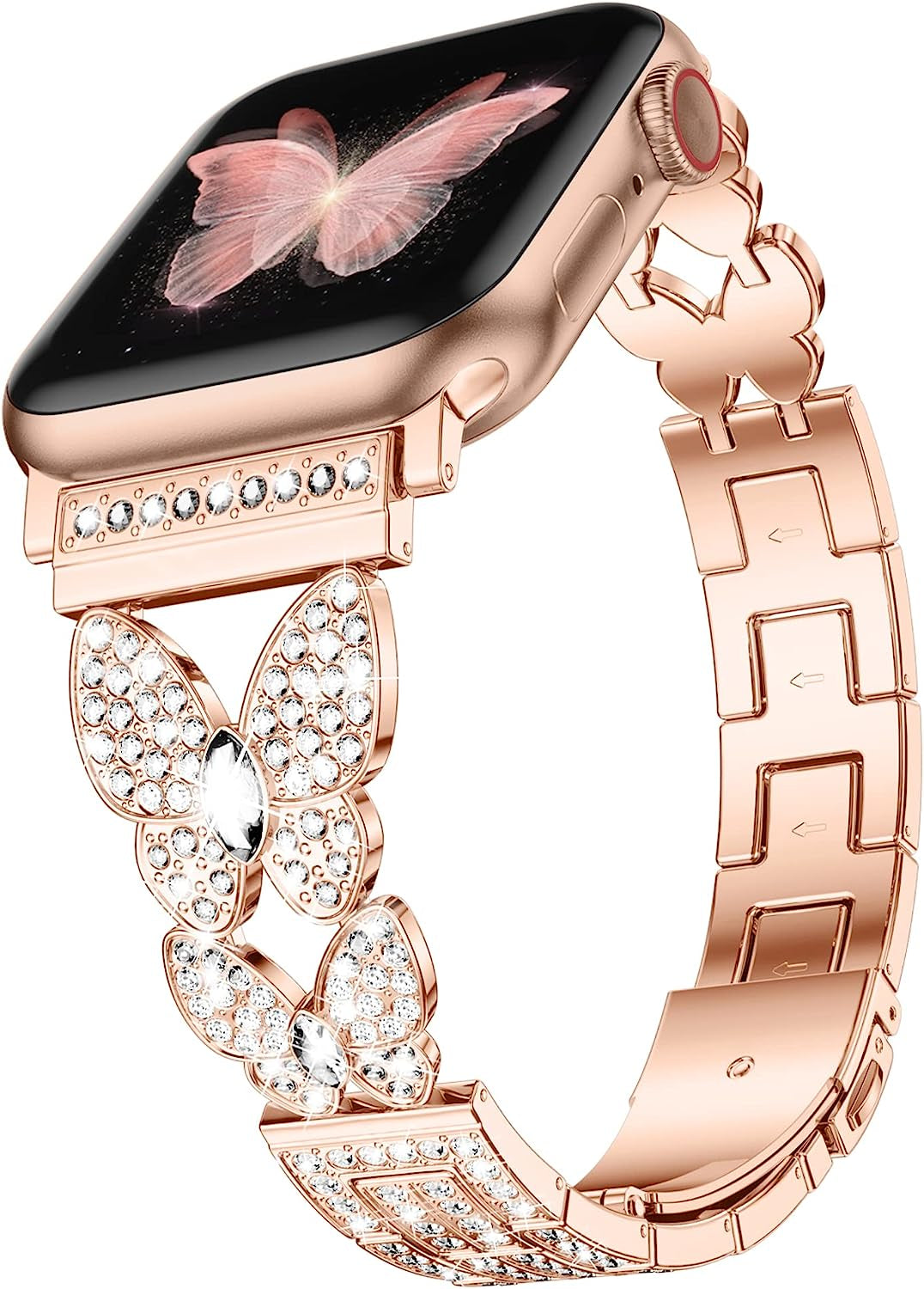 Dgege Bling Band Compatible for Apple Watch Bands 38Mm 40Mm 41Mm Women, Cute Butterfly Fashion Sparkle Bracelet Slim Jewelry Metal Strap for Iwatch Series 8 7 6 5 4 3 2 1 SE Ultra  DGege   