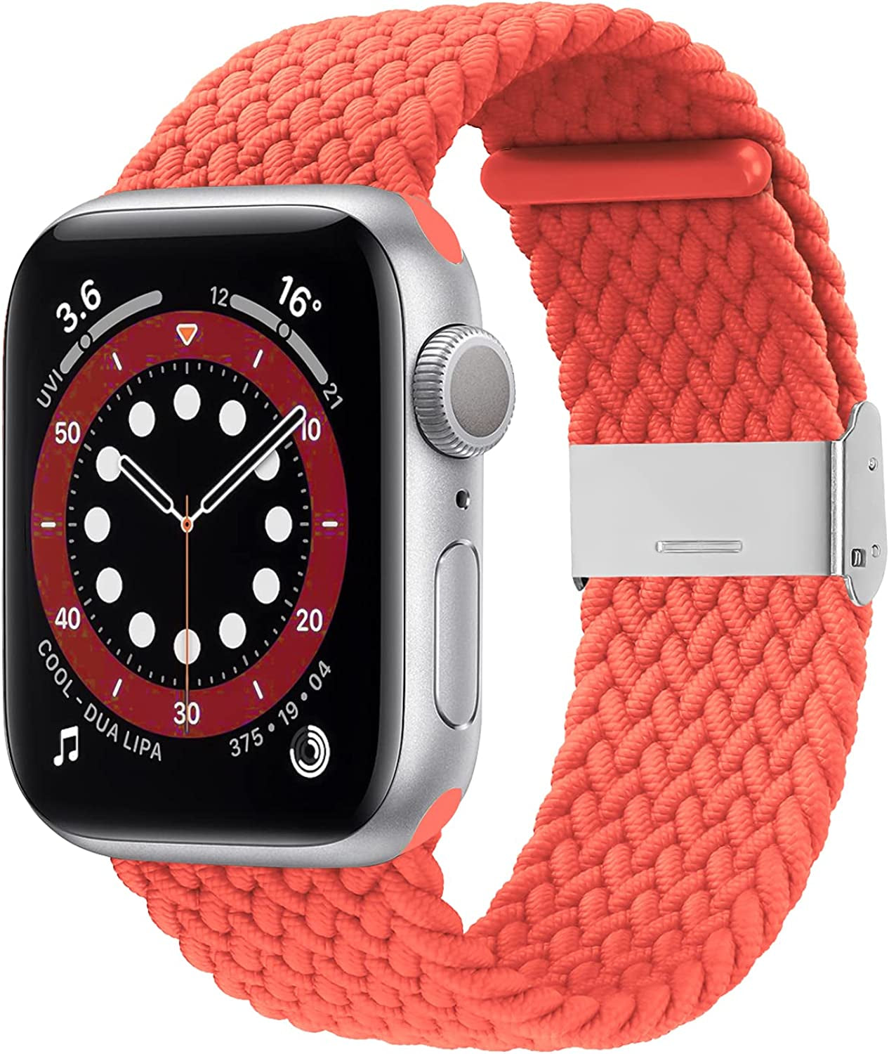 Bagoplus Compatible with Apple Watch Iwatch Bands 49Mm 38Mm 40Mm 41Mm 42Mm 44Mm 45Mm Women Men, Adjustable Braided Solo Loop Stretchable Elastics Sport for Iwatch Series 8/7/6/Se/5/4/3/2/1/Ultra  Bagoplus Kumquat 42mm/44mm/45mm/49mm - 5.5"-8.5" 