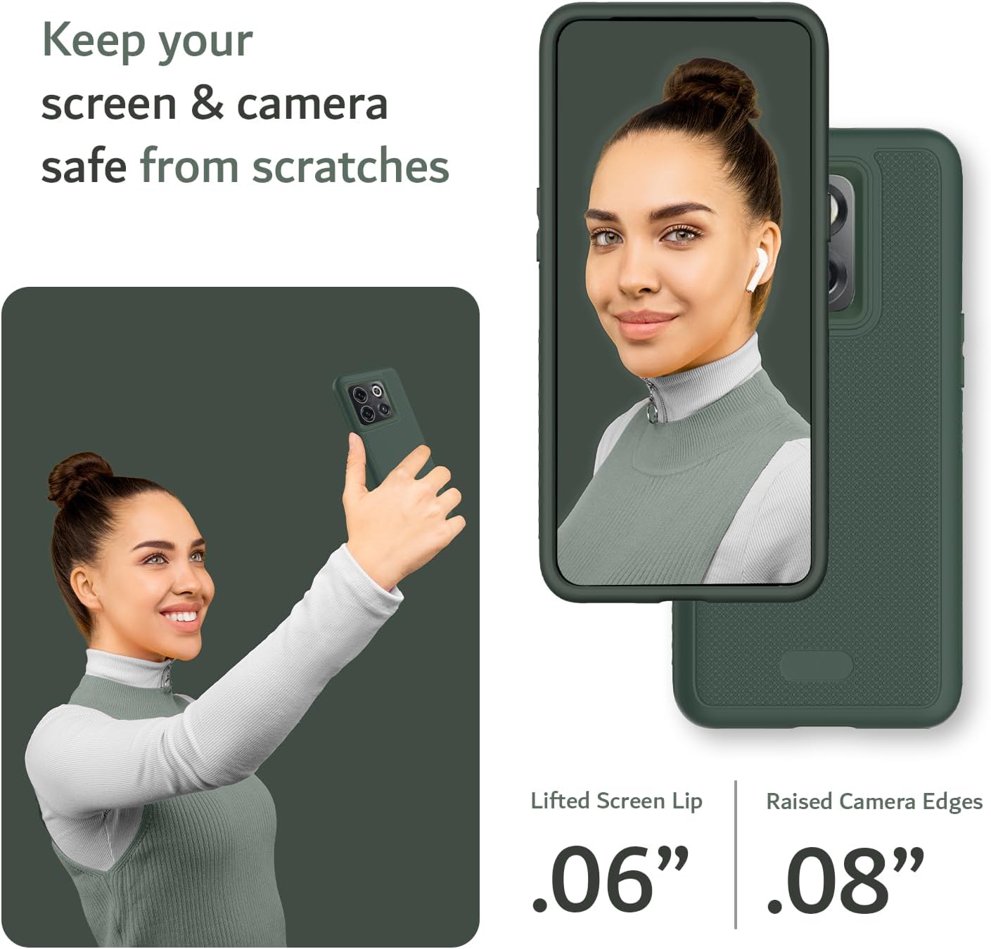 TUDIA Dualshield Grip Designed for Oneplus10T Case 5G, [Mergegrip] Shockproof Military Grade Slim Dual Layer Protection for Oneplus 10T 5G Case - Pine Green  TUDIA   