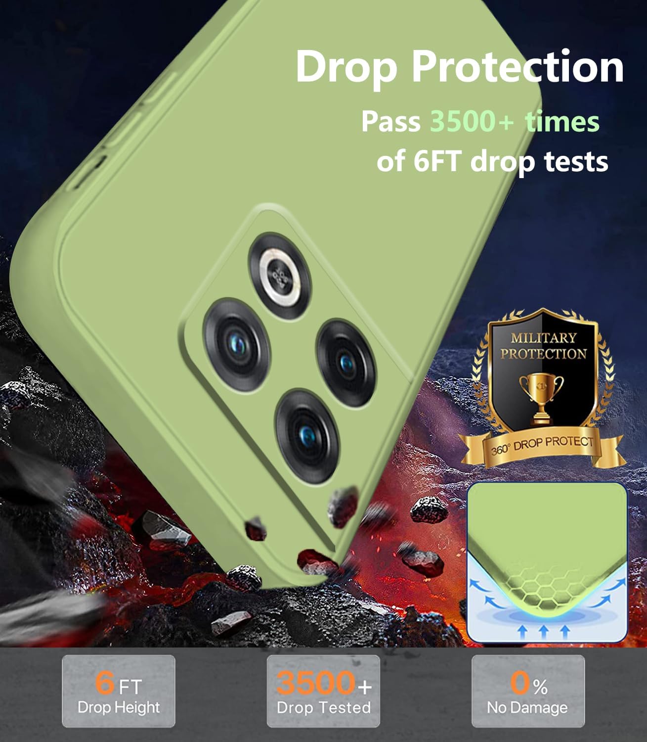 Wousunly Compatible with Oneplus 10 Pro Case Silicone Liquid Pink, Soft Smooth Touch Oneplus 10 Pro Phone Case Silicone Shockproof Thin Cover (Oneplus 10 Pro, Green)  Wousunly   