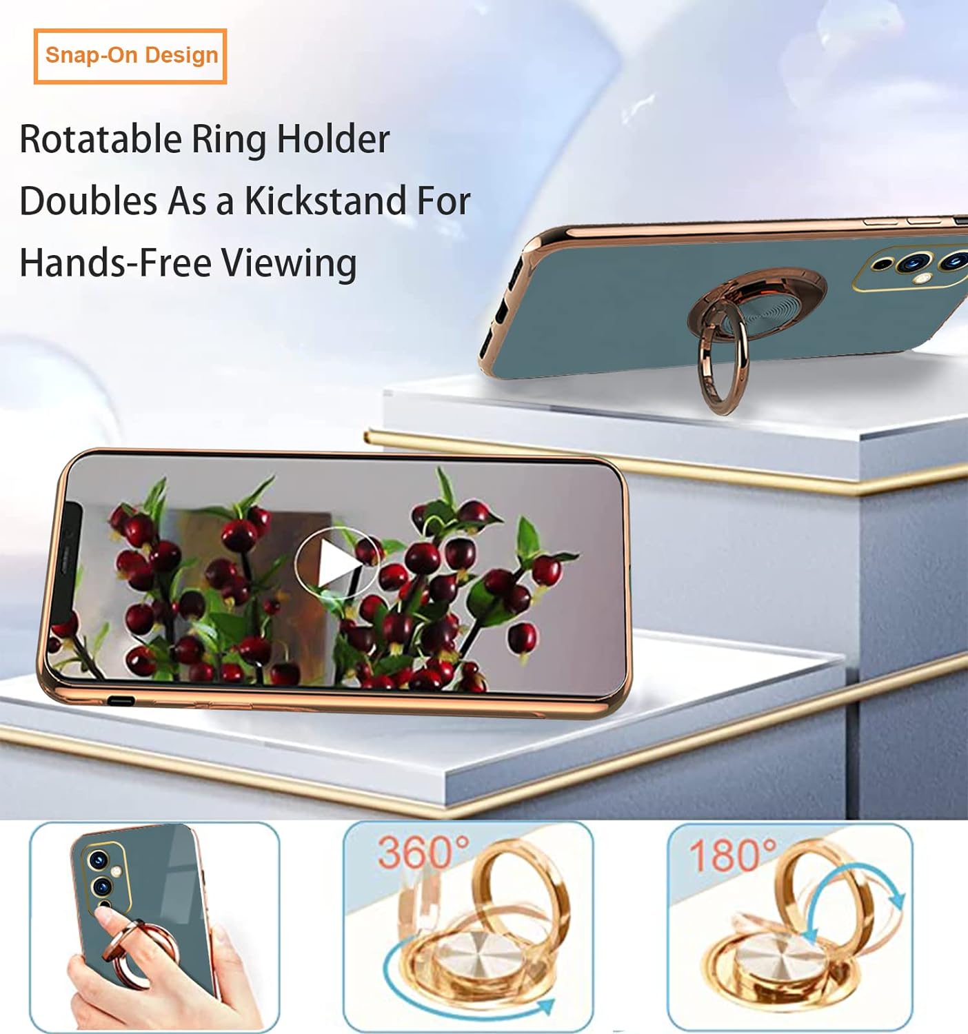 Jancyu Compatible with Oneplus 9 Case, Phone Case for One plus 9 Cute Silicone Protective Fundas with 360 Degrees Magnetic Life Holder Bracket Mobile Caver (Grey)  Jancyu   