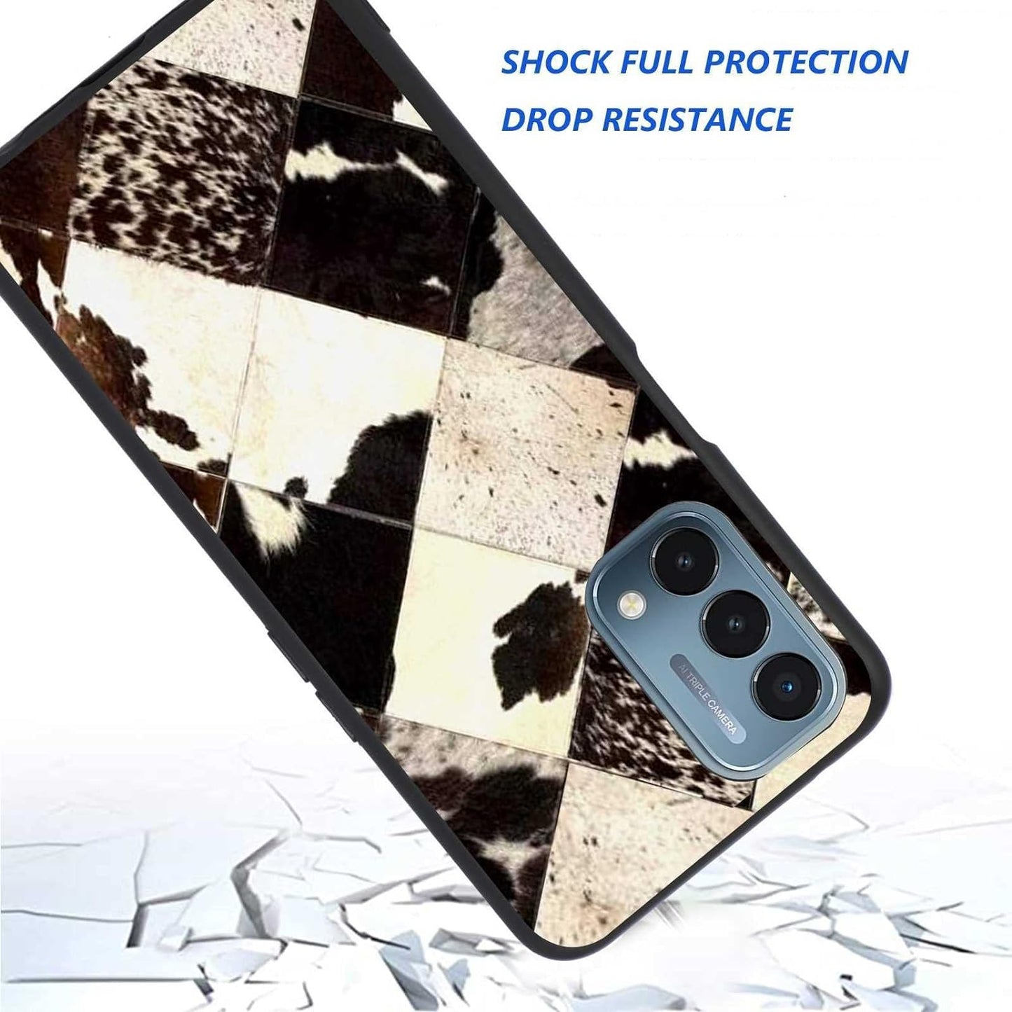 KSHSAA Designed for Oneplus Nord N200 5G Cowhide Case, Cowhide Western Pattern Boho Chic Country Farmgirl for Oneplus Case Women Men, Soft Silicone Shockproof Fashion Case for Oneplus  KSHSAA   