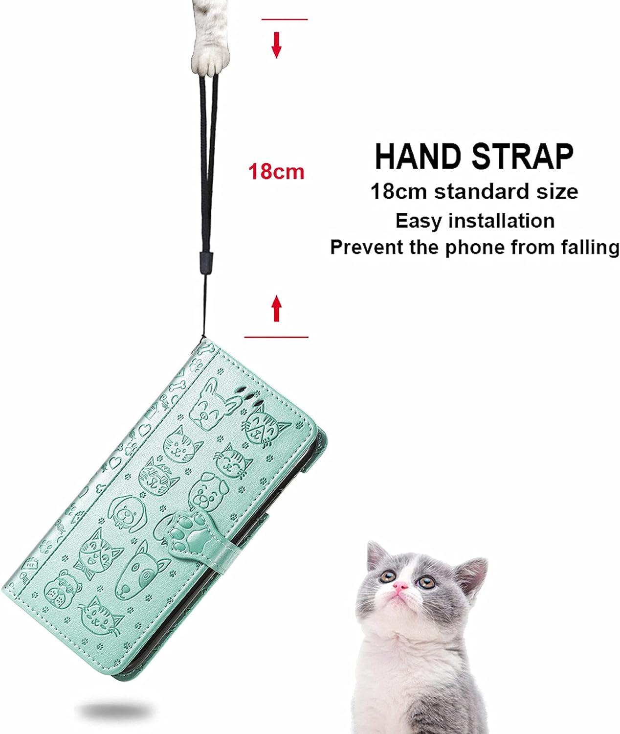 Ccsmall Oneplus Nord N200 Cartoon Girl Wallet Case,Kawaii Cat Dog Style Flip Phone Cover with ID Card Holder & Kickstand PU Leather Magnetic Clasp Case for Oneplus Nord N200 MG Green  CCSmall   