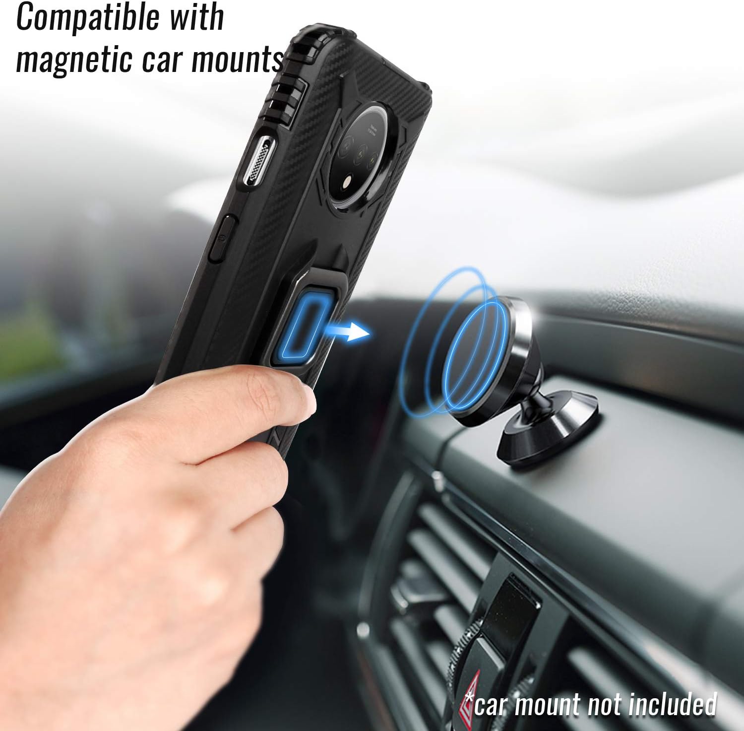 Shields up Oneplus 7T Case | 10Ft. Drop Tested | Carbon Case | Ultra Slim | Lightweight | Scratch Resistant | Shockproof Rugged Protective Cover with Kickstand for Oneplus 7T/ 1+7T -Black  Shields Up inc   