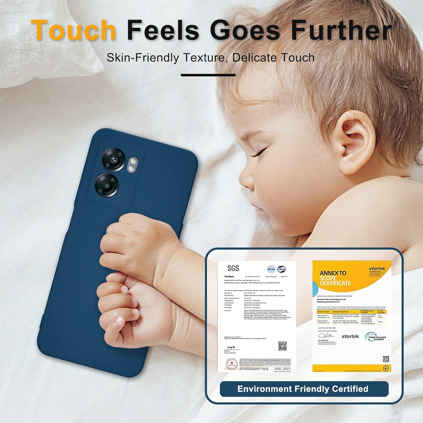 YENAPOON for Oneplus Nord N300 5G Case and 2 Pack Tempered Glass Screen Protector, Slim Liquid Silicone Shockproof Protective Case - Darkblue  YENAPOON   