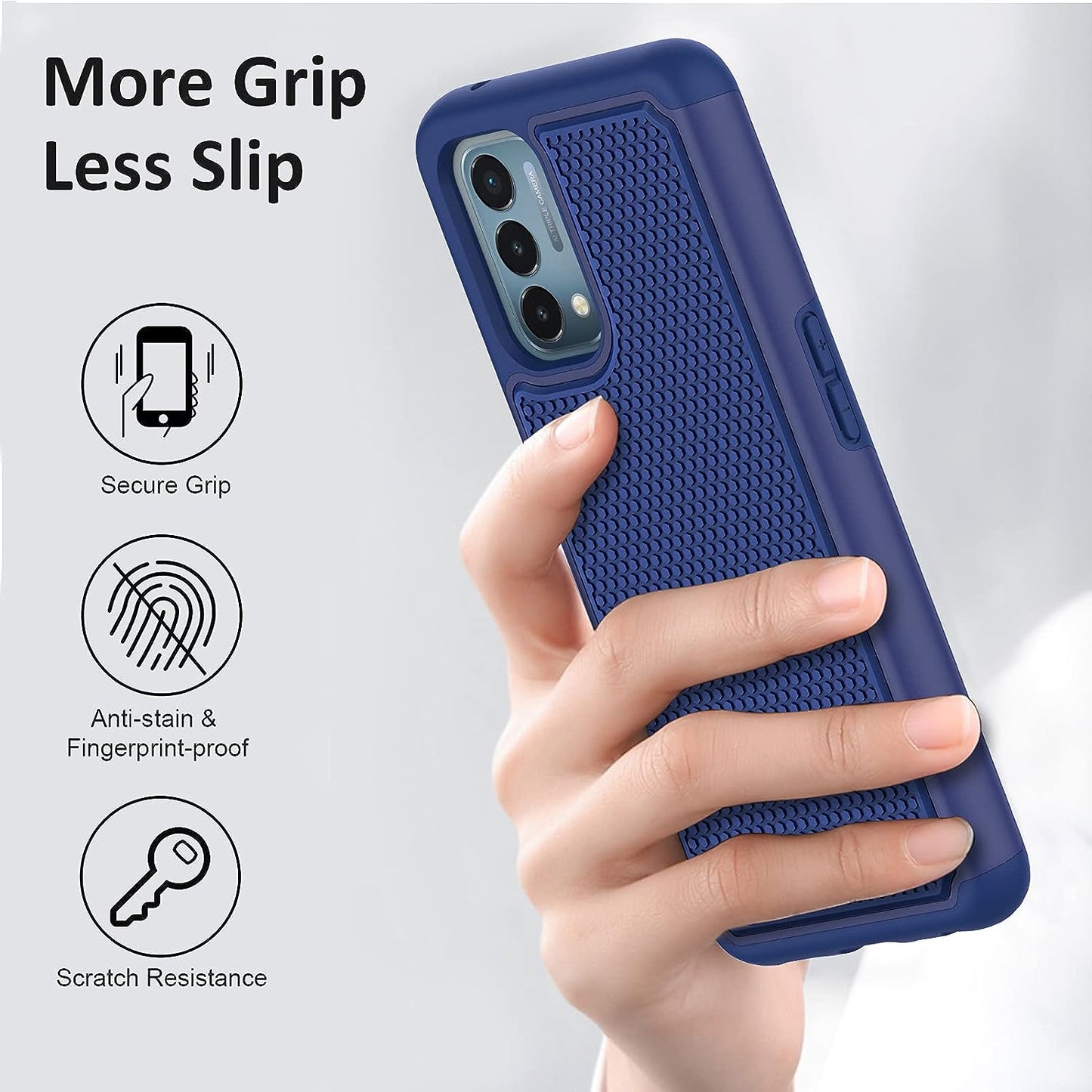 NTZW for Oneplus Nord N200 5G Case: Heavy Duty Shockproof Protective Phone Case [2 Tempered Glass Screen Protector] Anti-Slip Textured Hard Cover + Soft Silicone Bumper, Military Armor Case - Blue  yanshichuang   