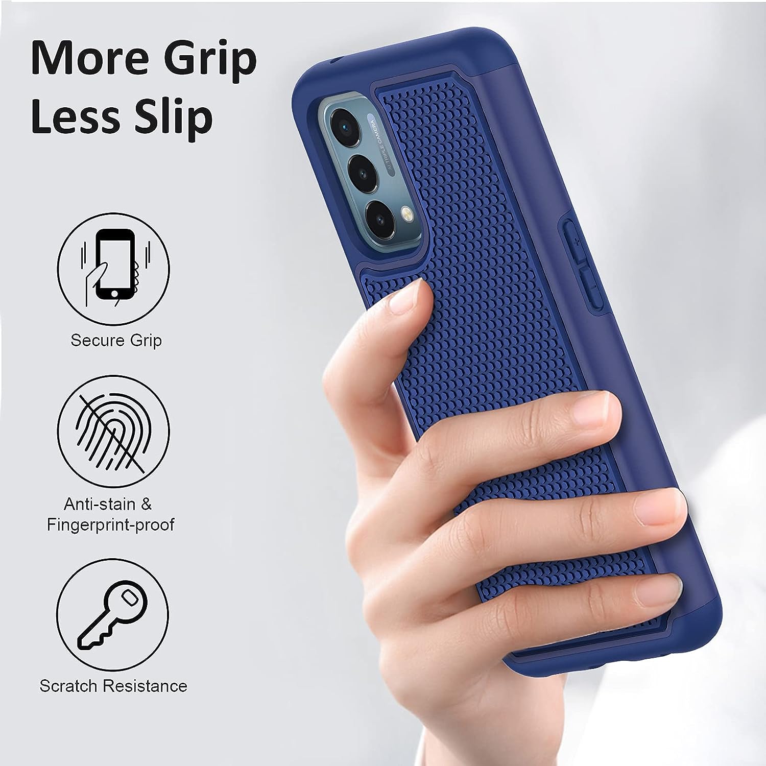 NTZW for Oneplus Nord N200 5G Case: Heavy Duty Shockproof Protective Phone Case [2 Tempered Glass Screen Protector] Anti-Slip Textured Hard Cover + Soft Silicone Bumper, Military Armor Case - Blue  yanshichuang   