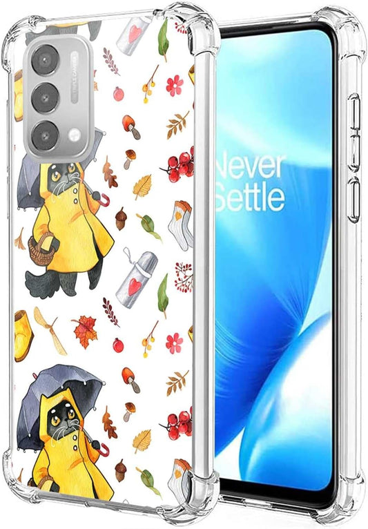 TOSIER Compatible with Oneplus Nord N200 5G/Oppo A93 5G Cat Case, Cute Watercolor Cat Kitten Autumn Leaves Mushroom Pattern for Oneplus Case Girls Boys, Soft TPU Case for Oneplus  TOSIER Cute Watercolor Cat Oneplus Nord N200 5G 