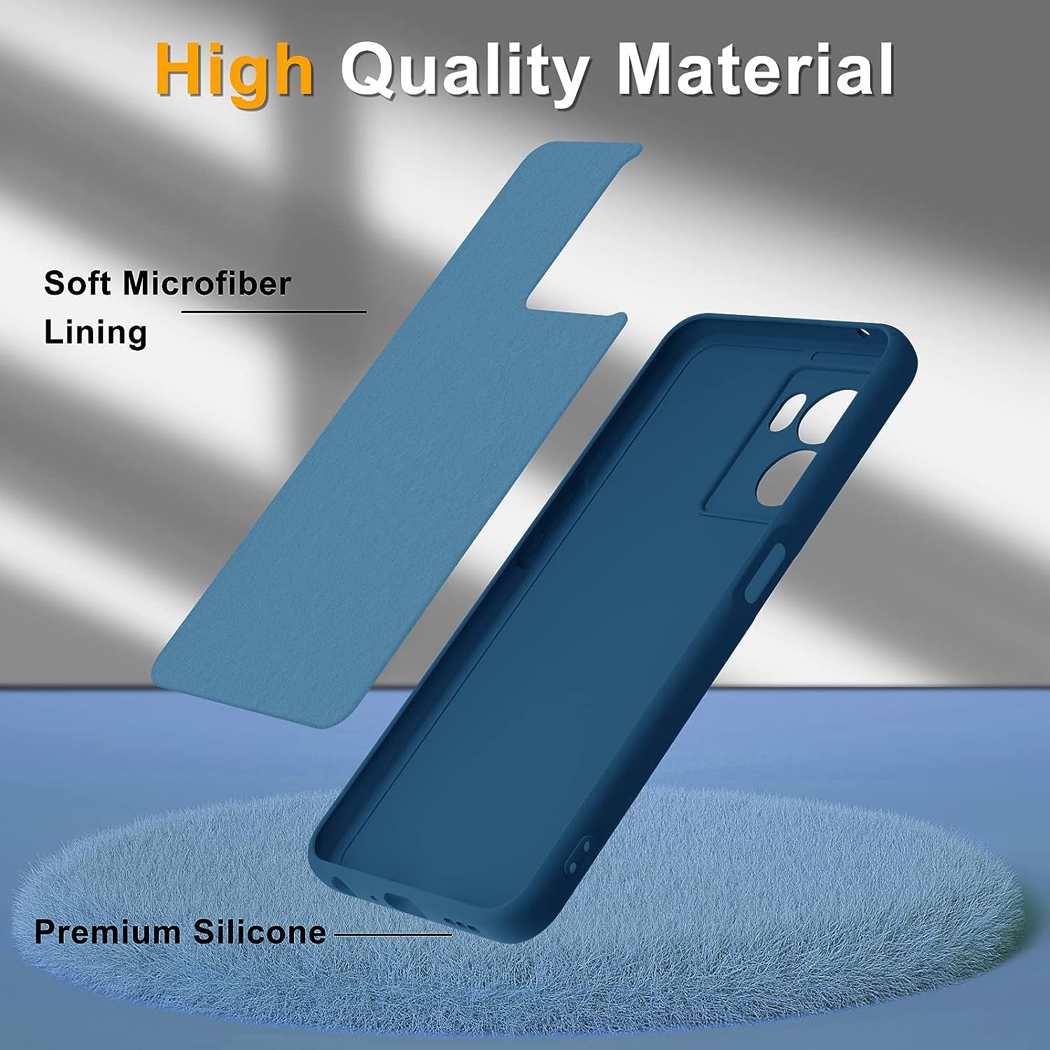 YENAPOON for Oneplus Nord N300 5G Case and 2 Pack Tempered Glass Screen Protector, Slim Liquid Silicone Shockproof Protective Case - Darkblue  YENAPOON   