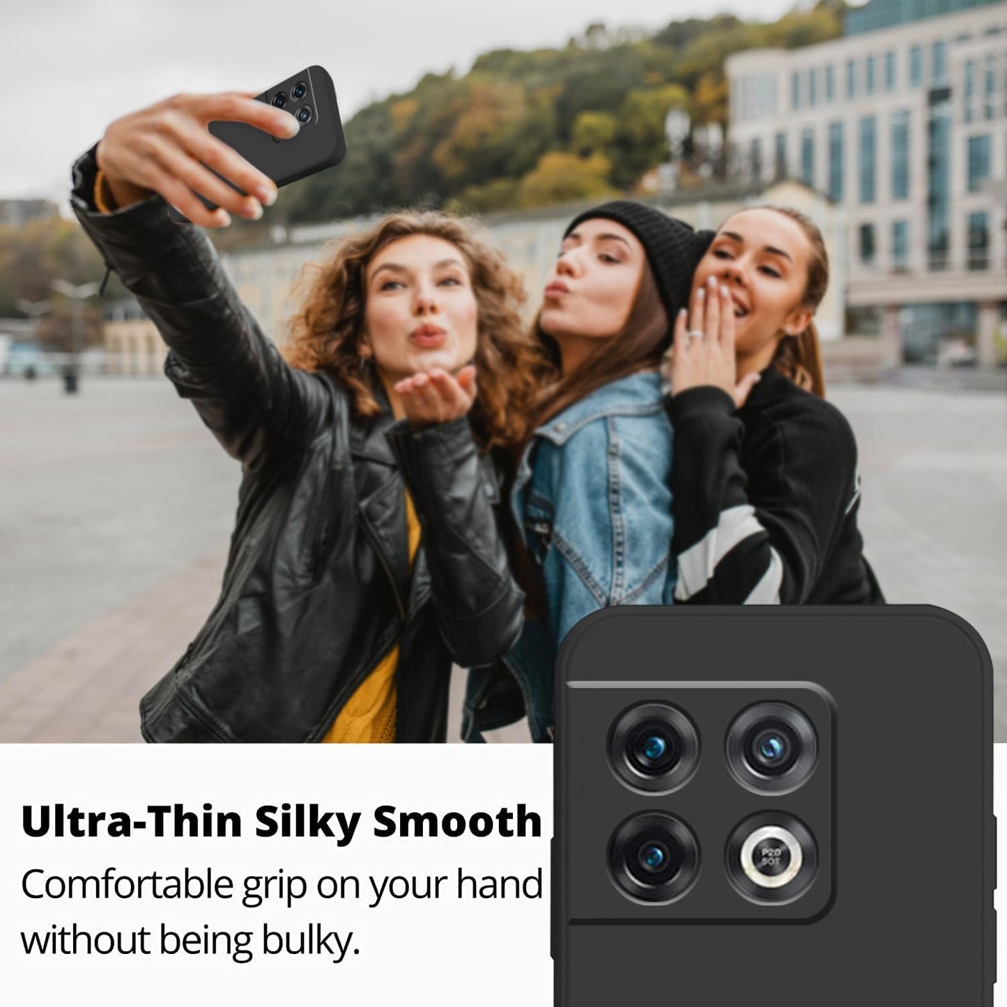 Wousunly Compatible with Oneplus 10 Pro Case Silicone Liquid Pink, Soft Smooth Touch Oneplus 10 Pro Phone Case Silicone Shockproof Thin Cover (Oneplus 10 Pro, Black)  Wousunly   