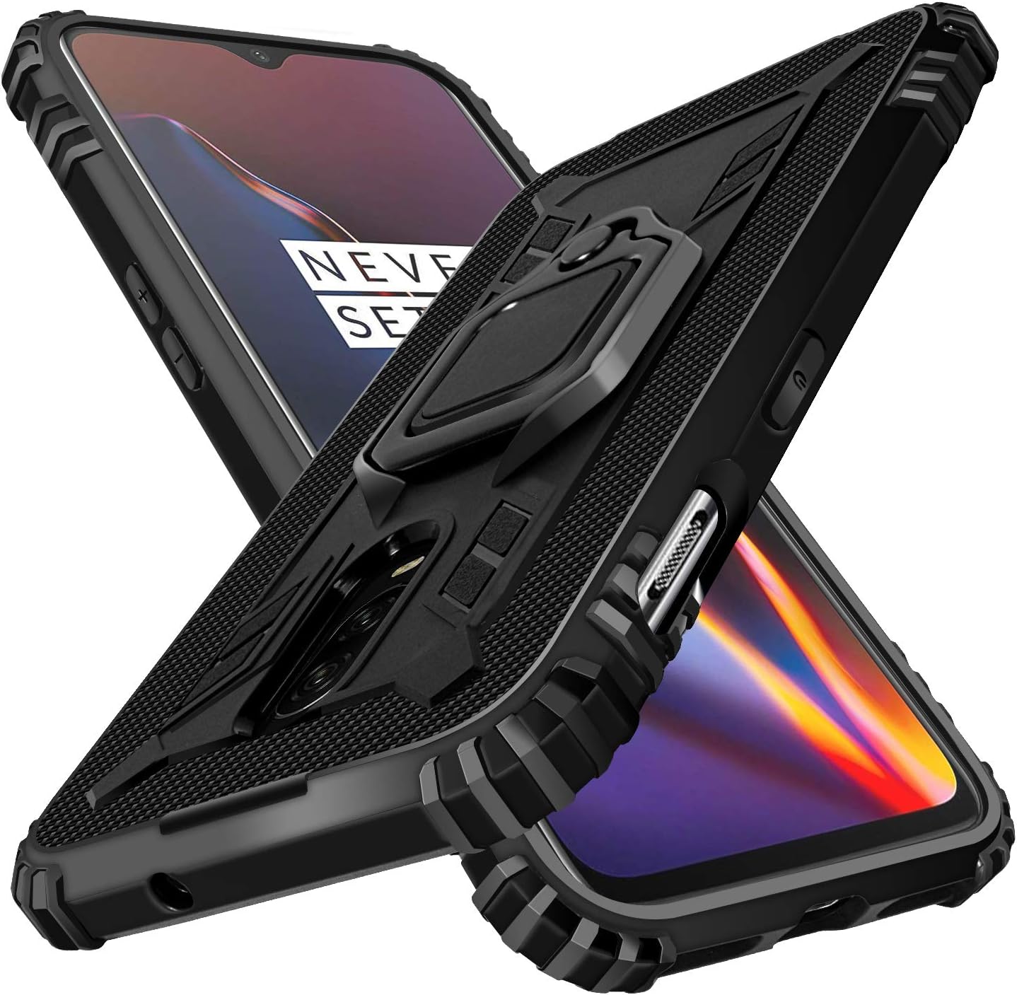 Shields up Oneplus 8 Case, 1+8 Case with Kickstand, | 10Ft. Drop Tested | Carbon Case | Ultra Slim | Lightweight | Scratch Resistant | Shockproof Rugged Protective Cover for Oneplus 8 -Black  Shields Up inc Black -Oneplus 7  