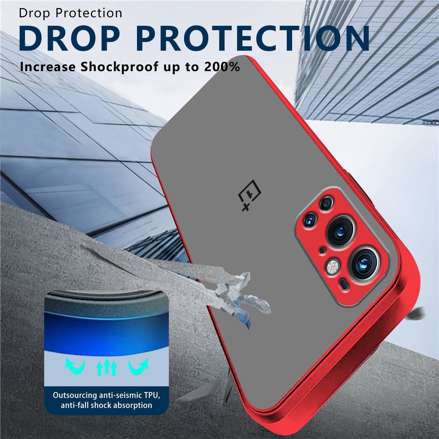 Jancyu Compatible with Oneplus 9 Pro Case Clear, Silicone Oneplus 9 Pro Phone Case Slim Shockproof Four Corner Airbags Drop Slip Protection Cover (Red)  Jancyu   