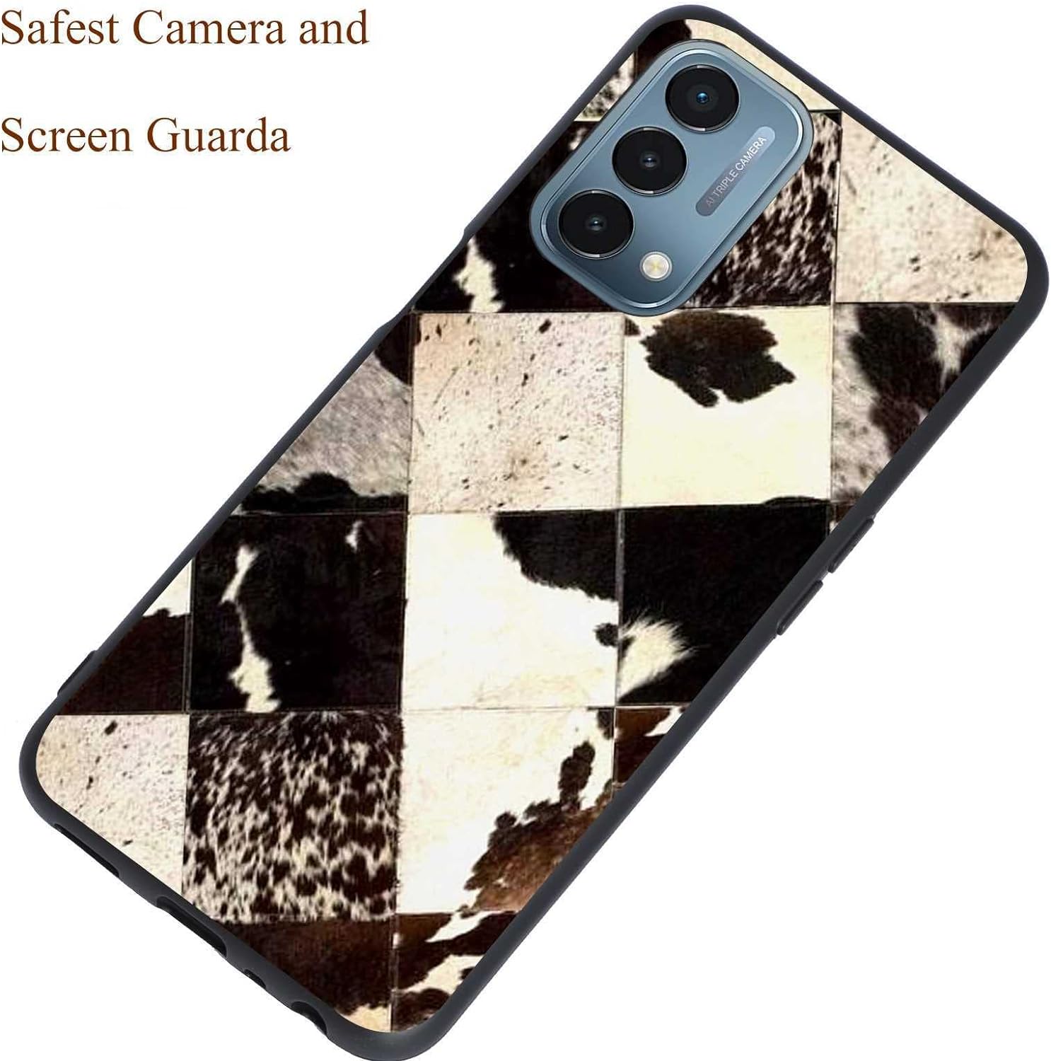 KSHSAA Designed for Oneplus Nord N200 5G Cowhide Case, Cowhide Western Pattern Boho Chic Country Farmgirl for Oneplus Case Women Men, Soft Silicone Shockproof Fashion Case for Oneplus  KSHSAA   