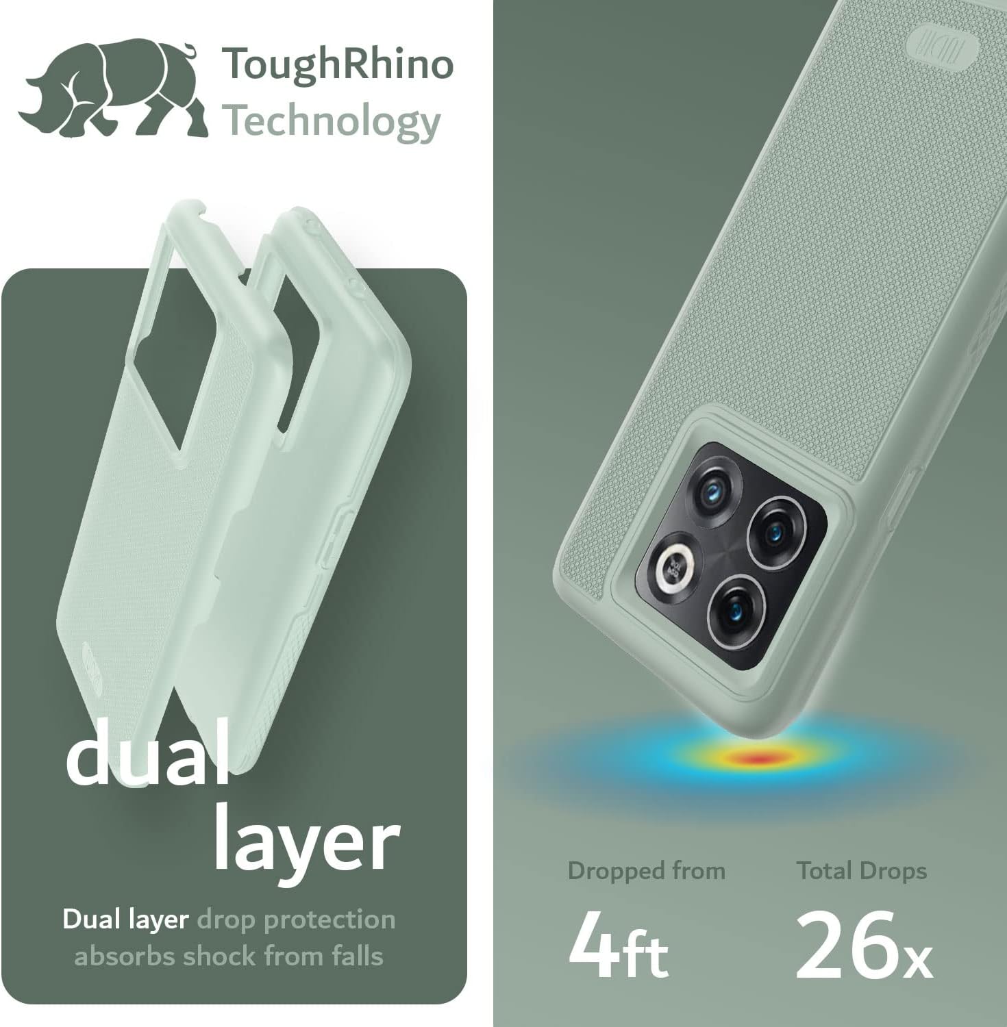 TUDIA Dualshield Grip Designed for Oneplus10T Case 5G, [Mergegrip] Shockproof Military Grade Slim Dual Layer Protection for Oneplus 10T 5G Case - Green Lily  TUDIA   