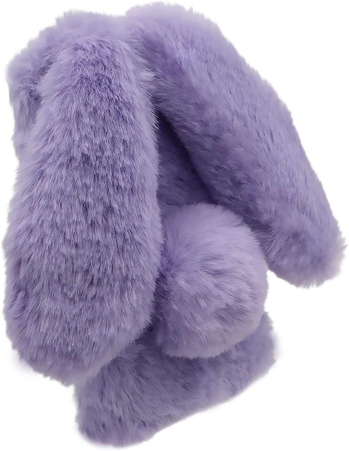 LCHDA Rabbit Case for Oneplus Nord N200 5G, Cute 3D Bunny Ears Soft Furry Hairball Fuzzy Warm Winter Faux Fur Plush Fluffy Flexible TPU Bumper Women Girls Protective Skin Cover - Purple  LCHDA   