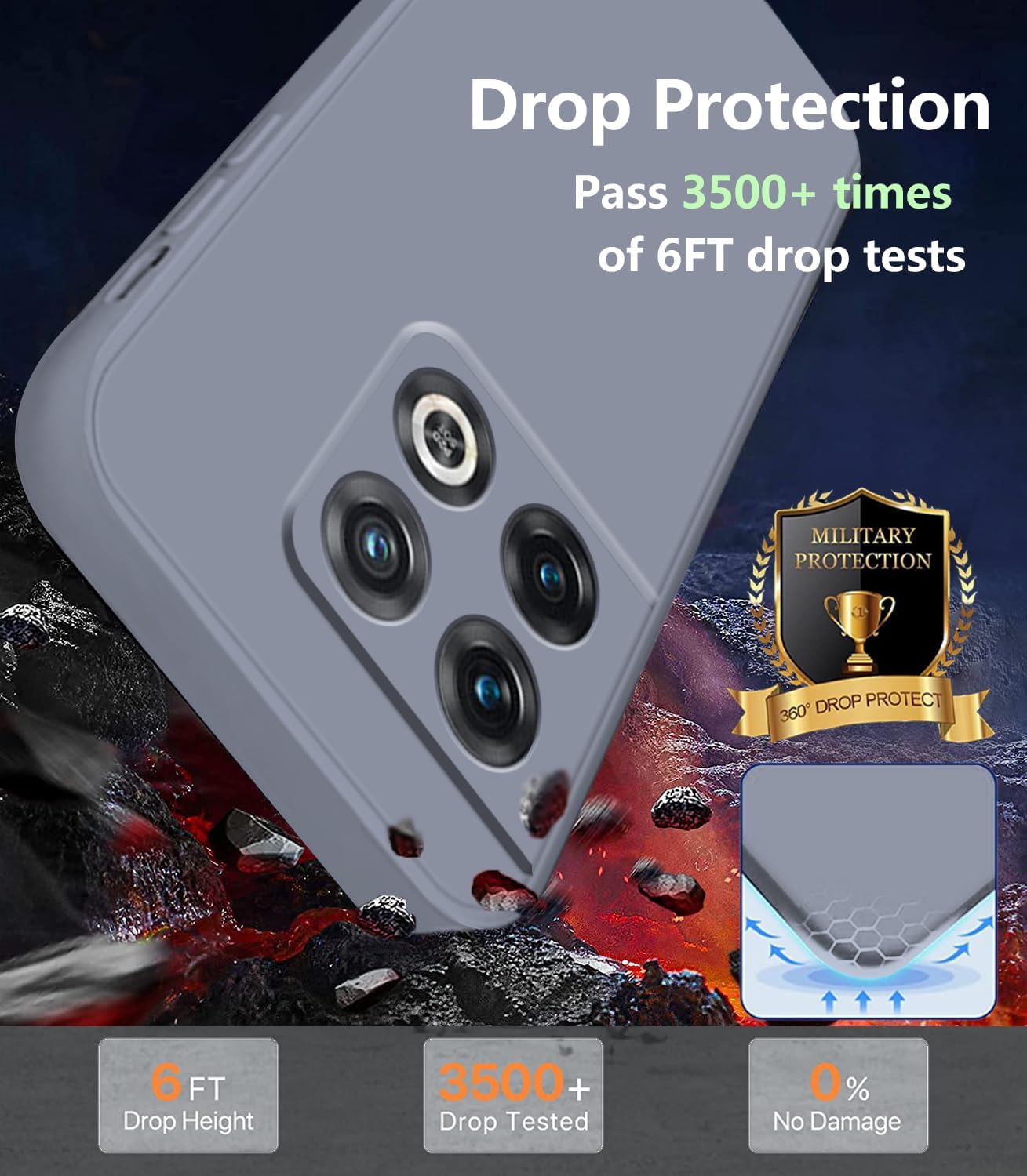 Wousunly Compatible with Oneplus 10 Pro Case Silicone Liquid Pink, Soft Smooth Touch Oneplus 10 Pro Phone Case Silicone Shockproof Thin Cover (Oneplus 10 Pro, Grey)  Wousunly   