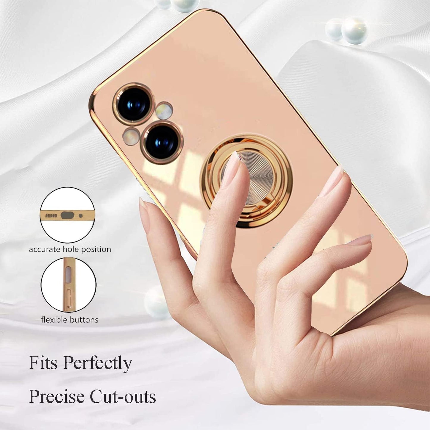 Yarxiawin Compatible for Oneplus Nord N20 5G Case Ring Holder Magnet Silicone, Oneplus N20 5G Case Thin Phone Case Aesthetic Black 360° Rotatable Metal Stand (Pink)  Yarxiawin   