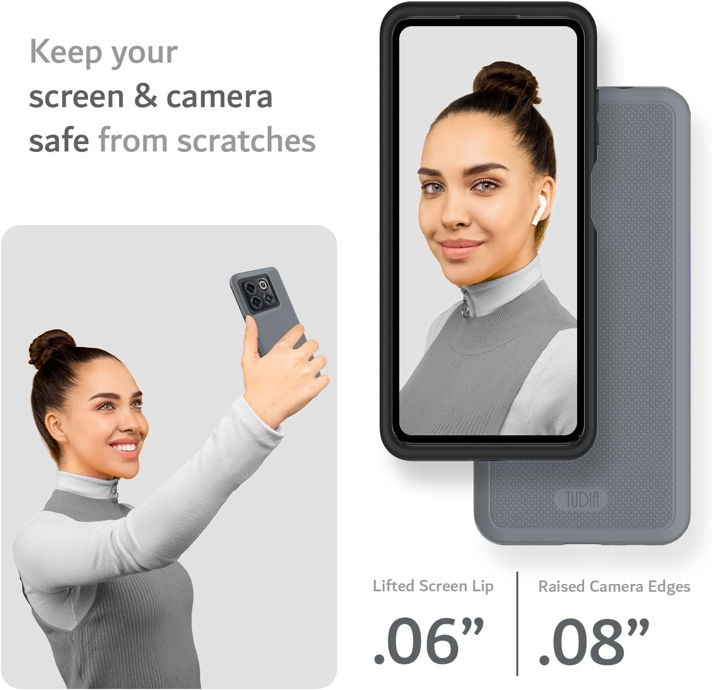 TUDIA Dualshield Grip Designed for Oneplus10T Case 5G, [Mergegrip] Shockproof Military Grade Slim Dual Layer Protection for Oneplus 10T 5G Case (Gray)  TUDIA   