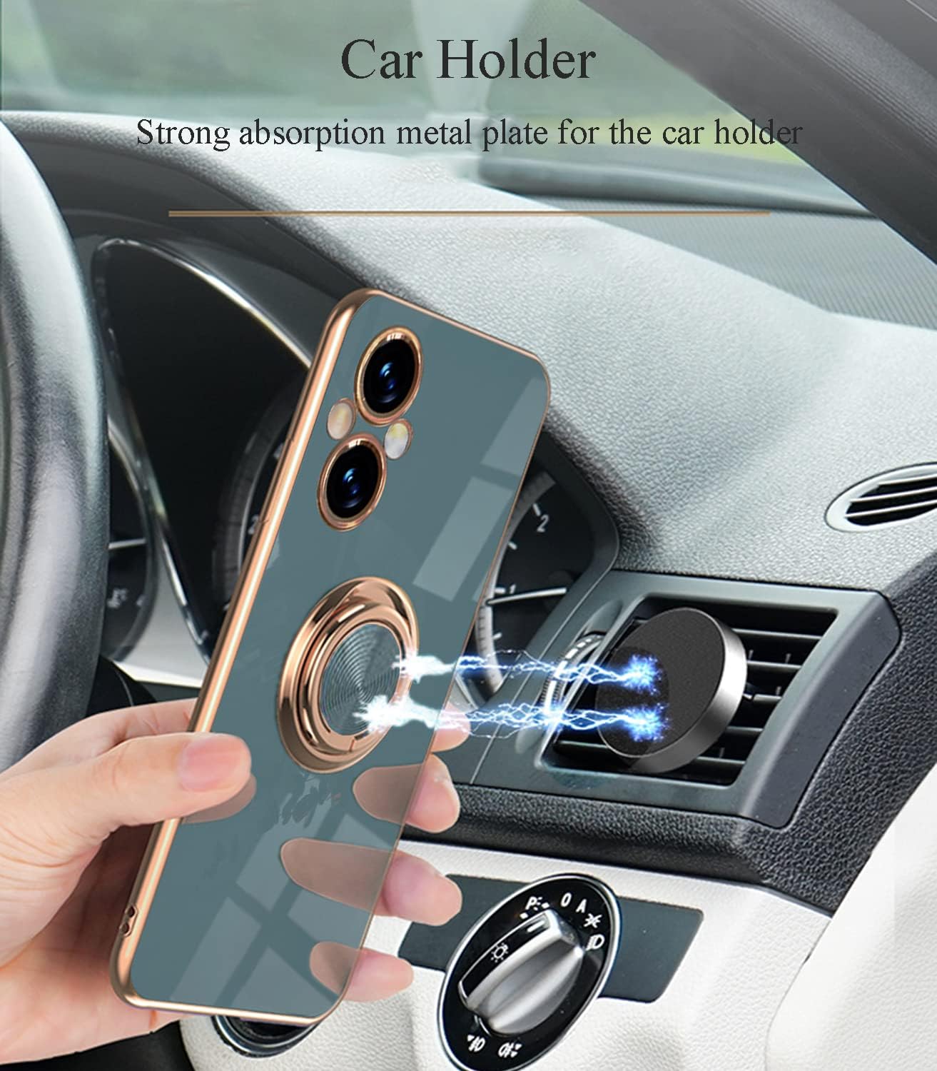 Yarxiawin Compatible for Oneplus Nord N20 5G Case Ring Holder Magnet Silicone, Oneplus N20 5G Case Thin Phone Case Aesthetic Black 360° Rotatable Metal Stand (Gray)  Yarxiawin   