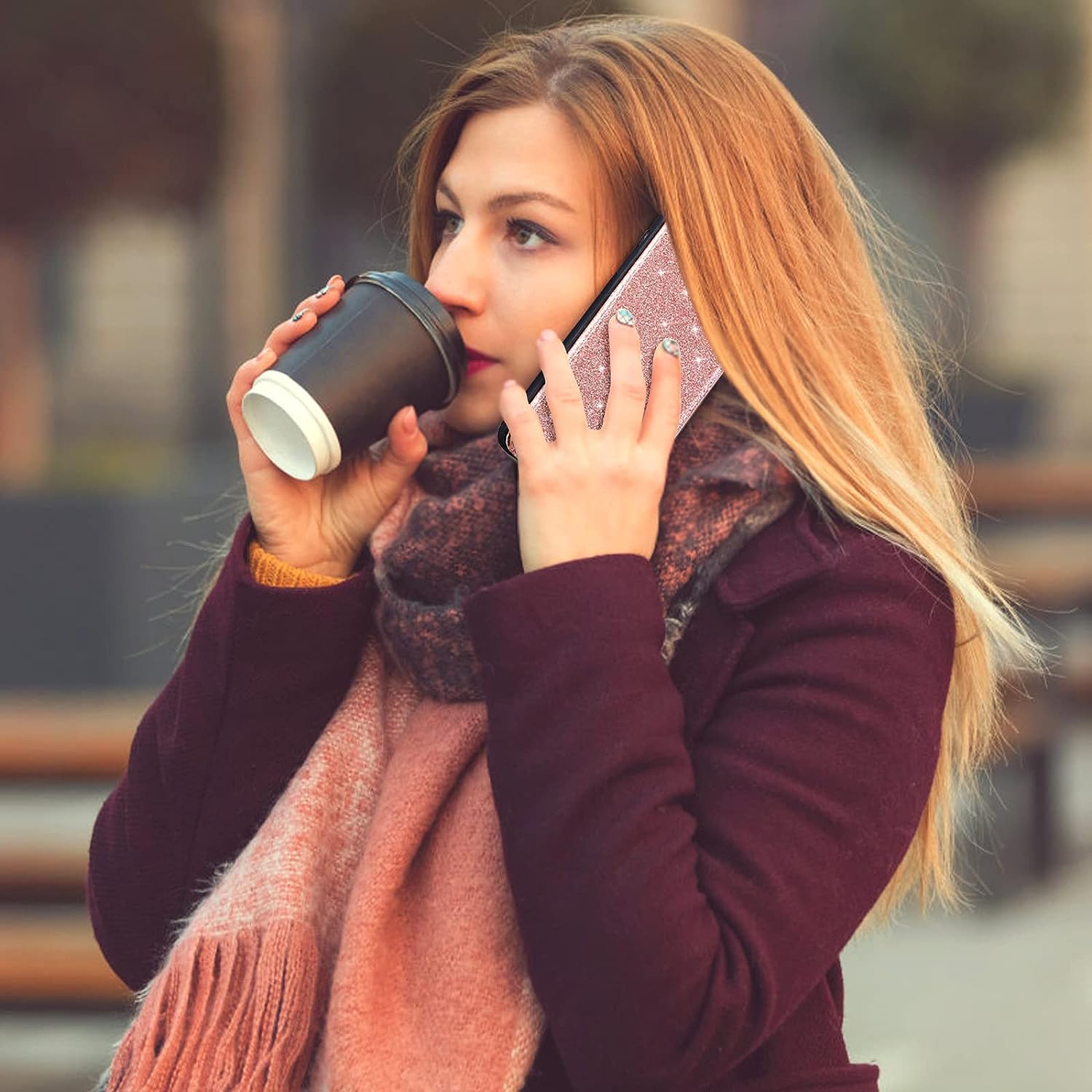 Asuwish Phone Case for Oneplus 8T Oneplus8T plus 9R 5G Wallet Cover with Screen Protector and Card Holder Bling Glitter Cell One Plus8T5G on + 1 plus 8Tplus 1Plus 8T+ One+ T8 1+ 1+8T Pro G5 Rose Gold  Asuwish   