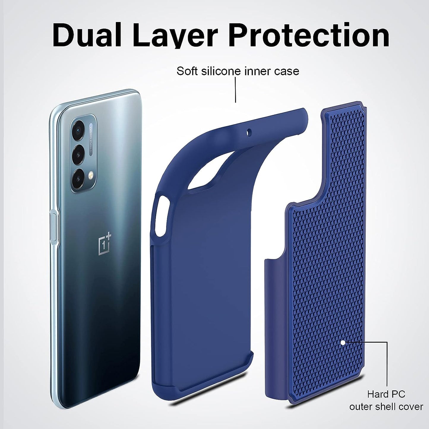 NTZW for Oneplus Nord N200 5G Case: Heavy Duty Shockproof Protective Phone Case [2 Tempered Glass Screen Protector] Anti-Slip Textured Hard Cover + Soft Silicone Bumper, Military Armor Case - Blue  yanshichuang   