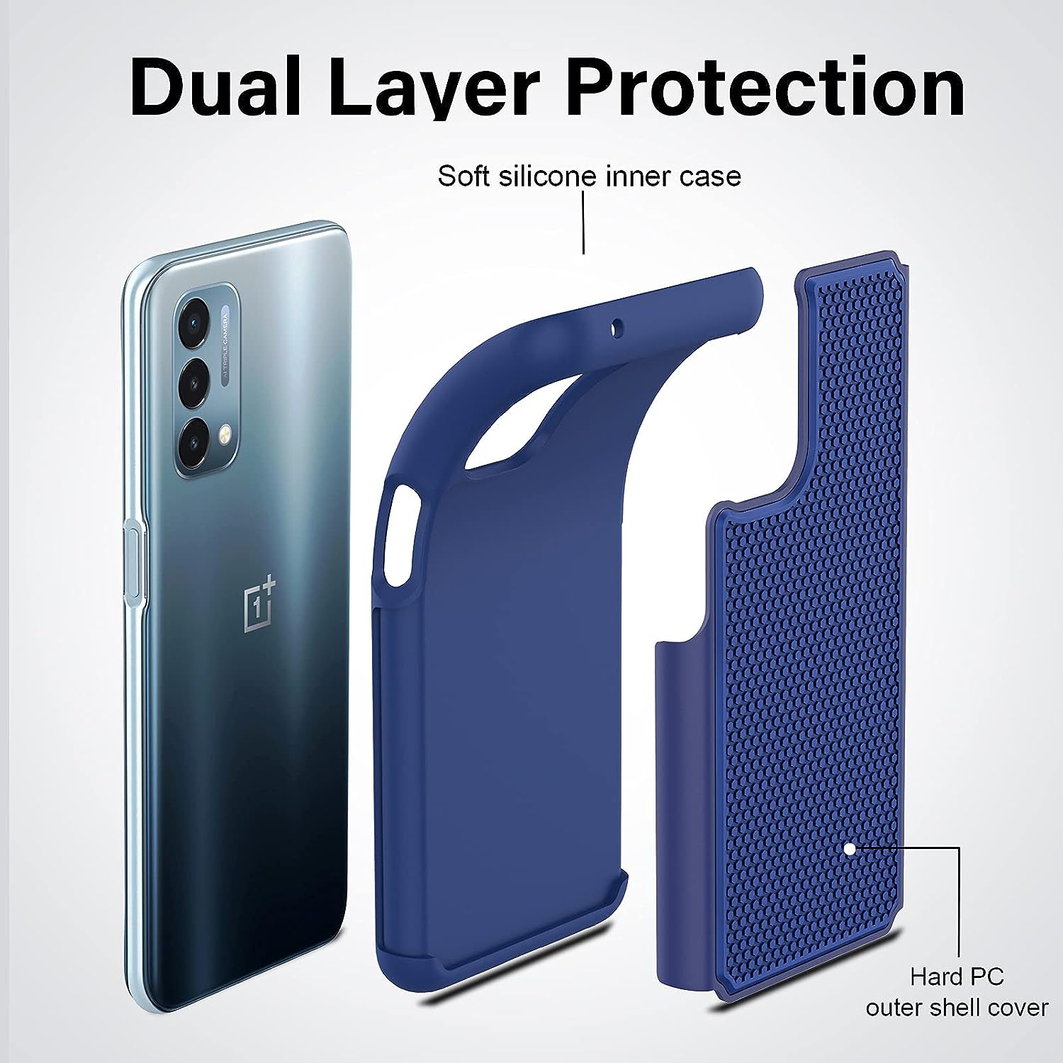 NTZW for Oneplus Nord N200 5G Case: Heavy Duty Shockproof Protective Phone Case [2 Tempered Glass Screen Protector] Anti-Slip Textured Hard Cover + Soft Silicone Bumper, Military Armor Case - Blue  yanshichuang   