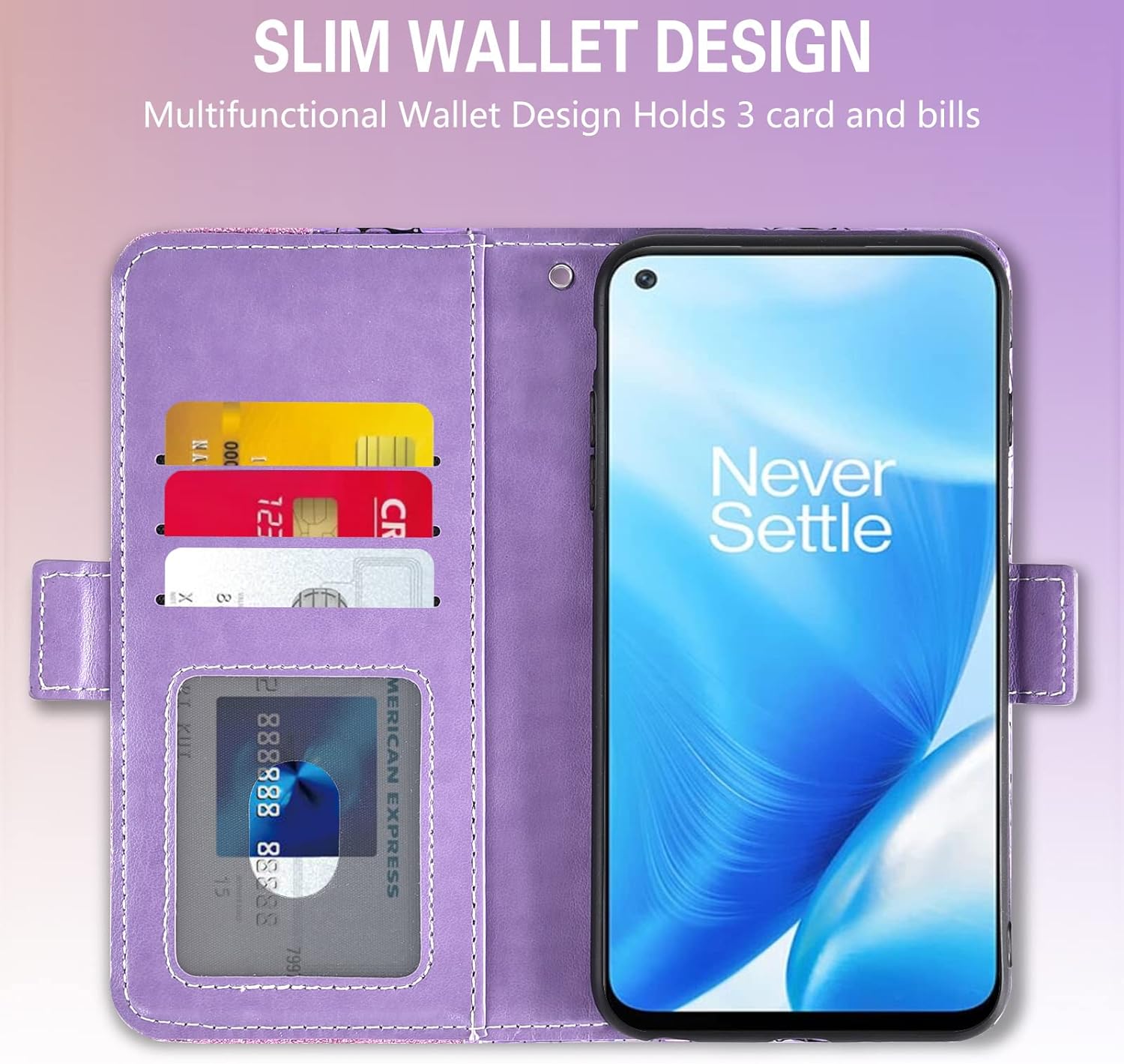 Asuwish Phone Case for Oneplus Nord N200 5G Wallet Cover with Screen Protector and Flip Card Holder Bling Glitter Stand Cell One plus N 200 G5 1 plus 200N 1Plus One+ 1+ N2005G 2021 Women Girls Purple  Asuwish   