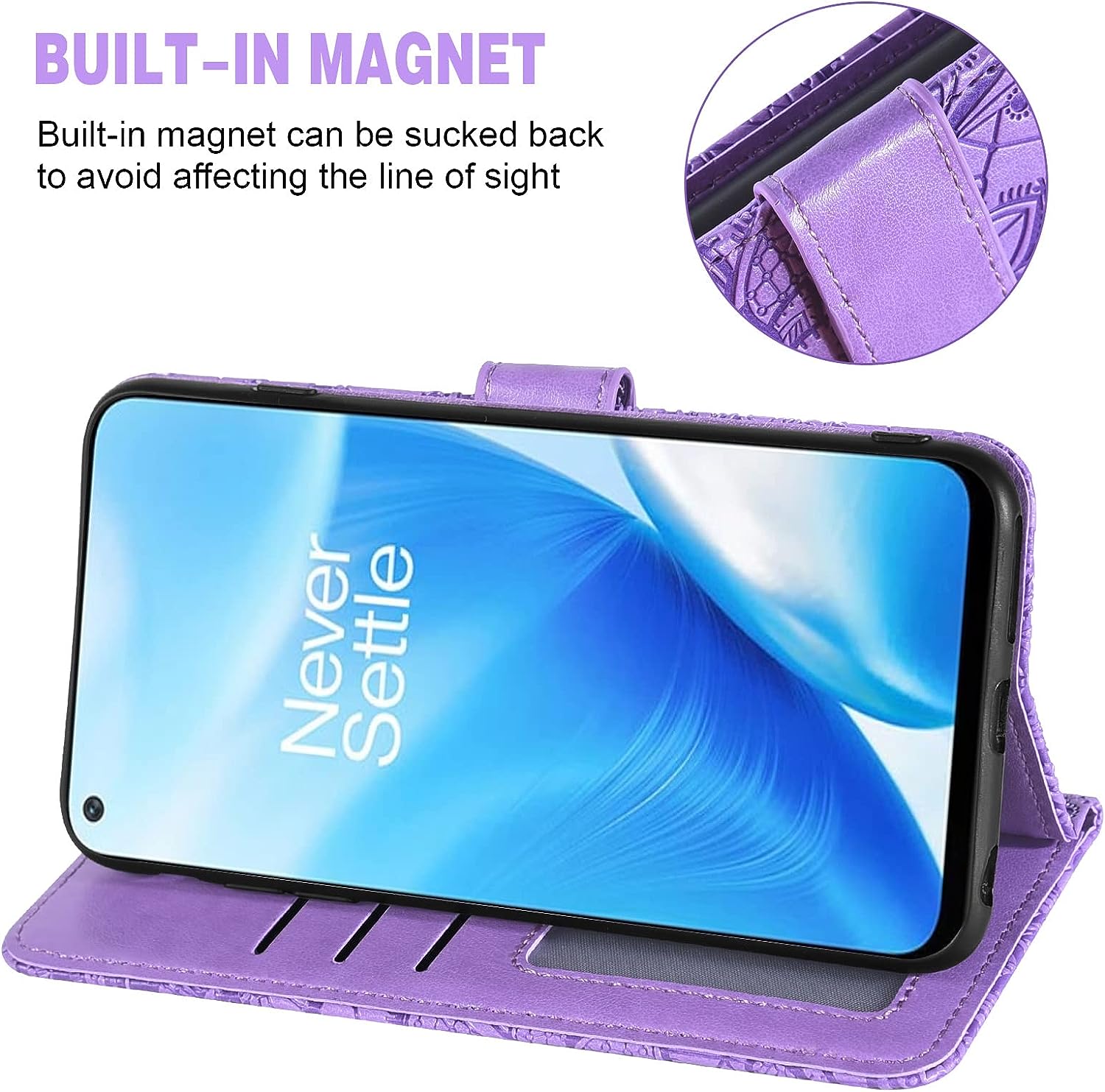Asuwish Phone Case for Oneplus Nord N200 5G with Screen Protector and Lace Wallet Cover Flip Card Holder Stand Cell Accessories One plus N 200 G5 1 plus 200N 1Plus One+ 1+ N2005G 2021 Women Men Purple  Asuwish   