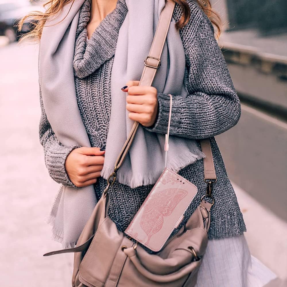 WWAAYSSXA Compatible with Oneplus Nord N100 Wallet Case Wrist Strap Lanyard Leather Flip Card Holder Cell Accessories Phone Cover for One plus N 100 4G 1 plus 1Plus One+ 1+ 100N Women Men Rose Gold  WWAAYSSXA   