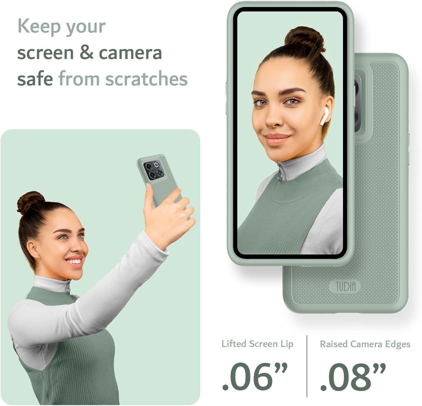 TUDIA Dualshield Grip Designed for Oneplus10T Case 5G, [Mergegrip] Shockproof Military Grade Slim Dual Layer Protection for Oneplus 10T 5G Case - Green Lily  TUDIA   