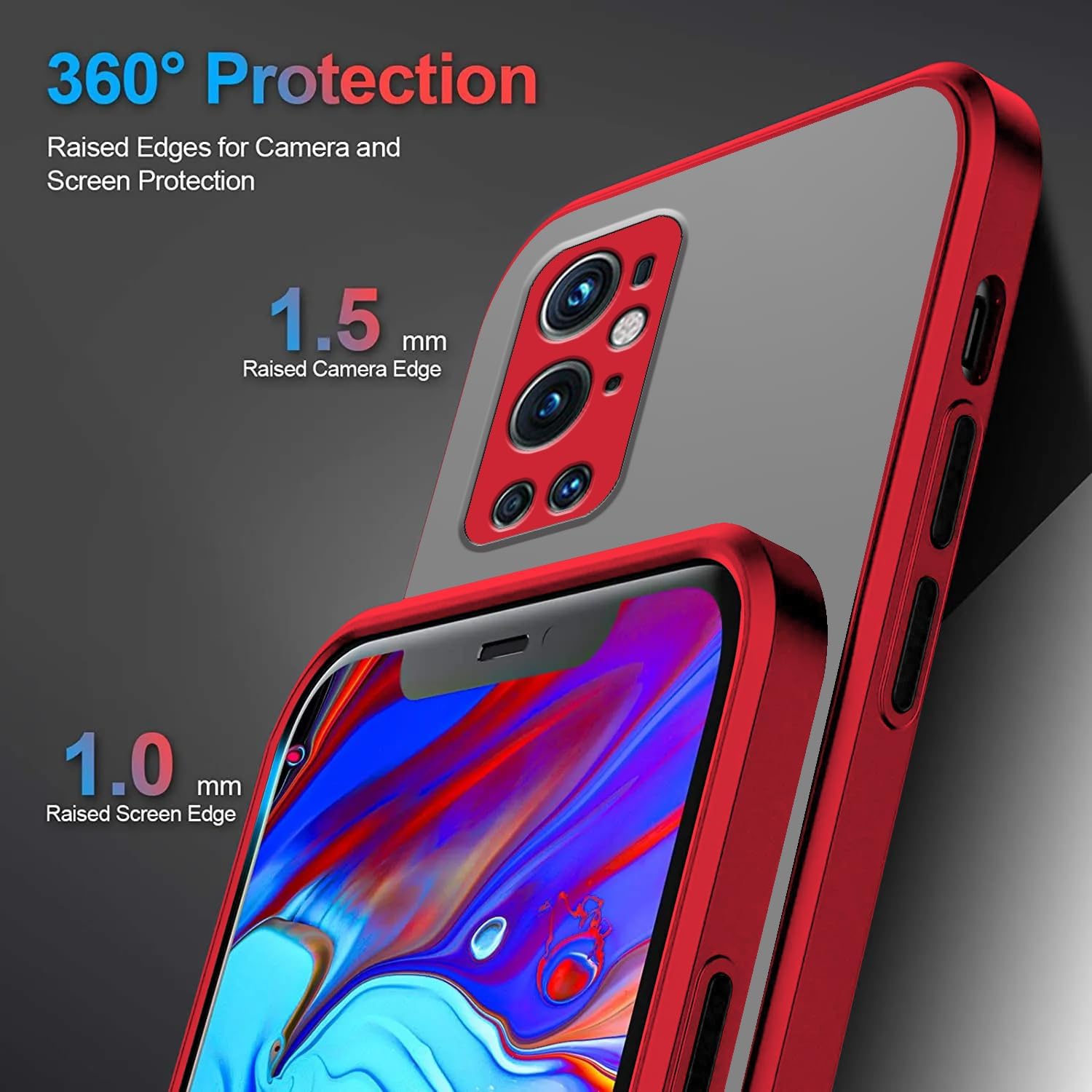 Jancyu Compatible with Oneplus 9 Pro Case Clear, Silicone Oneplus 9 Pro Phone Case Slim Shockproof Four Corner Airbags Drop Slip Protection Cover (Red)  Jancyu   