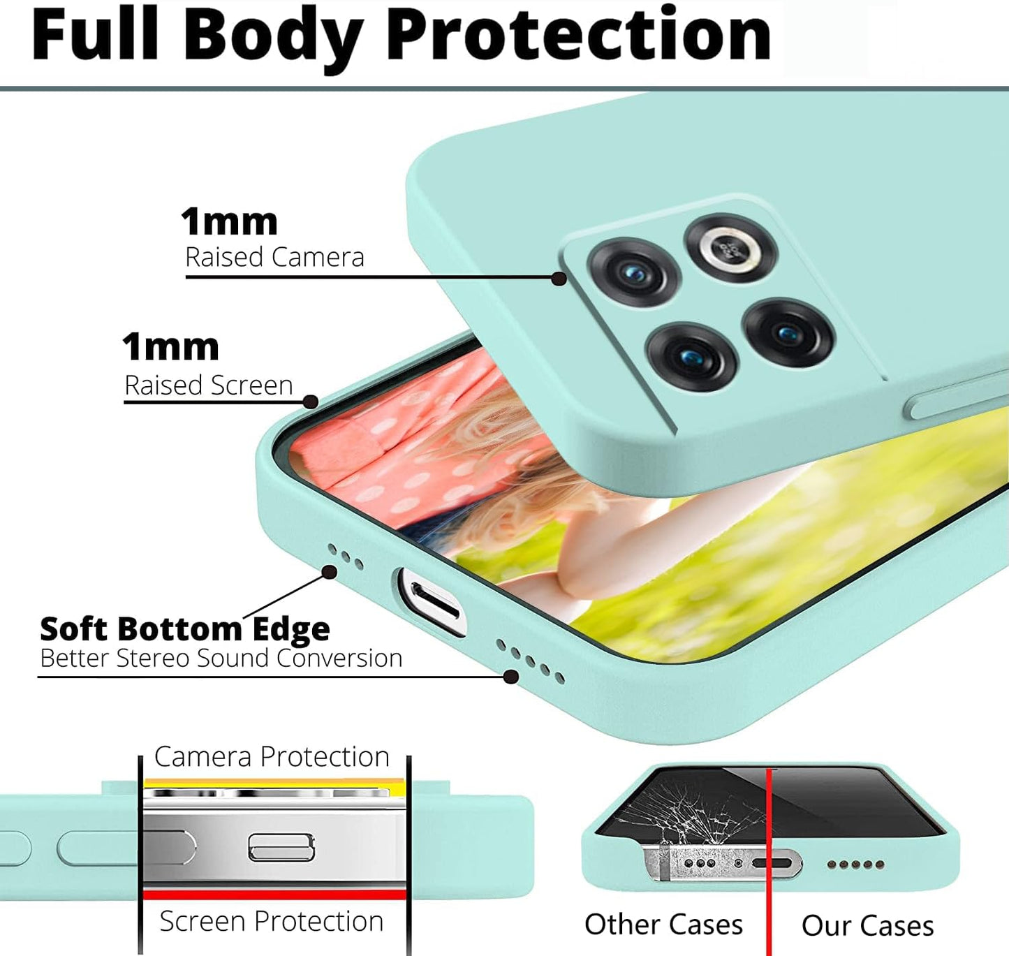 Wousunly Compatible with Oneplus 10 Pro Case Silicone Liquid Pink, Soft Smooth Touch Oneplus 10 Pro Phone Case Silicone Shockproof Thin Cover (Oneplus 10 Pro, Blue)  Wousunly   