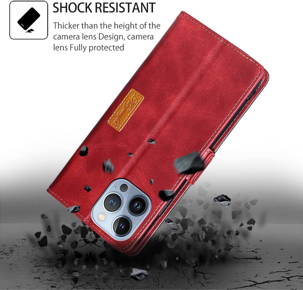 Fansipro Wallet Folio Case for LG G7 THINQ, Premium PU Leather Slim Fit Cover for G7 THINQ, 2 Card Slots, Friendly Fit, Red & Black  Fansipro   