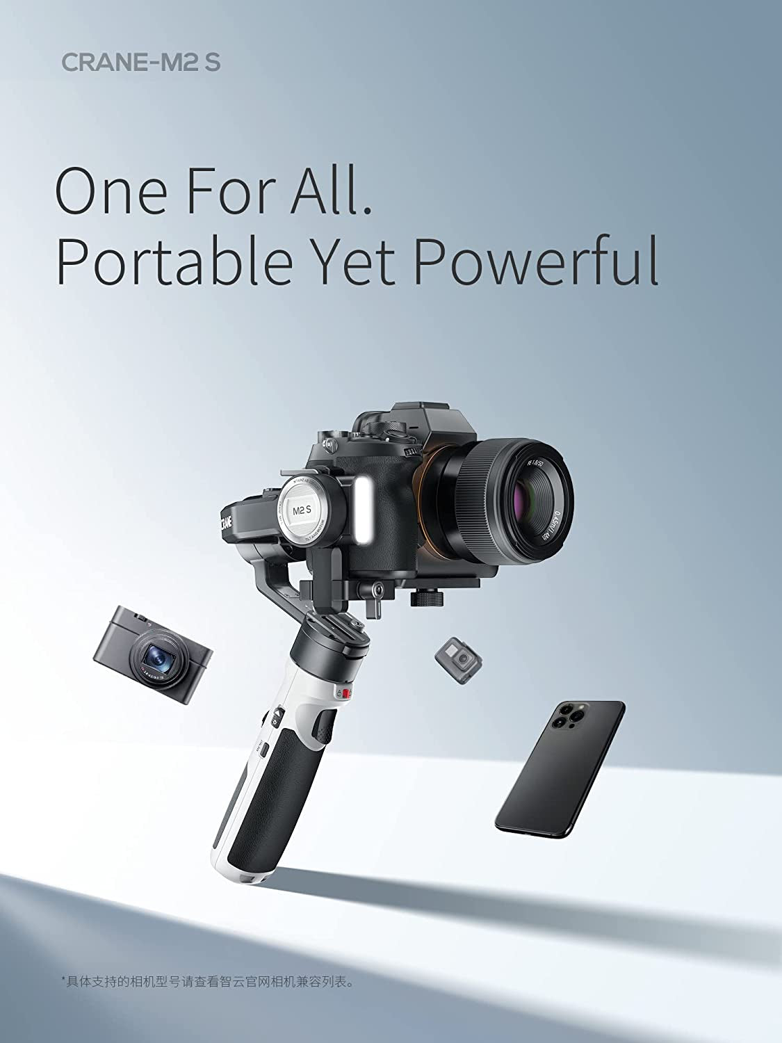 Zhiyun Crane M2S Handheld 3-Axis Stabilizer, Gimbal Stabilizer for Mirrorless Camera, Gopro, Action Camera, Smartphone  zhi yun   