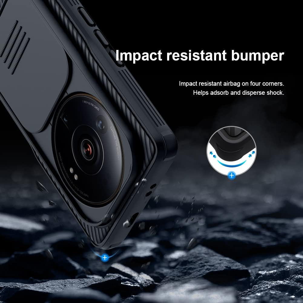 WVOZWWO for Xiaomi 12S Ultra Case Cover, Xiaomi 12S Ultra Phone Case with Slide Camera Protector Cover Hard PC TPU Slim Rugged Protective Case for Xiaomi Mi 12S Ultra (Black)  Grand Eletronics   