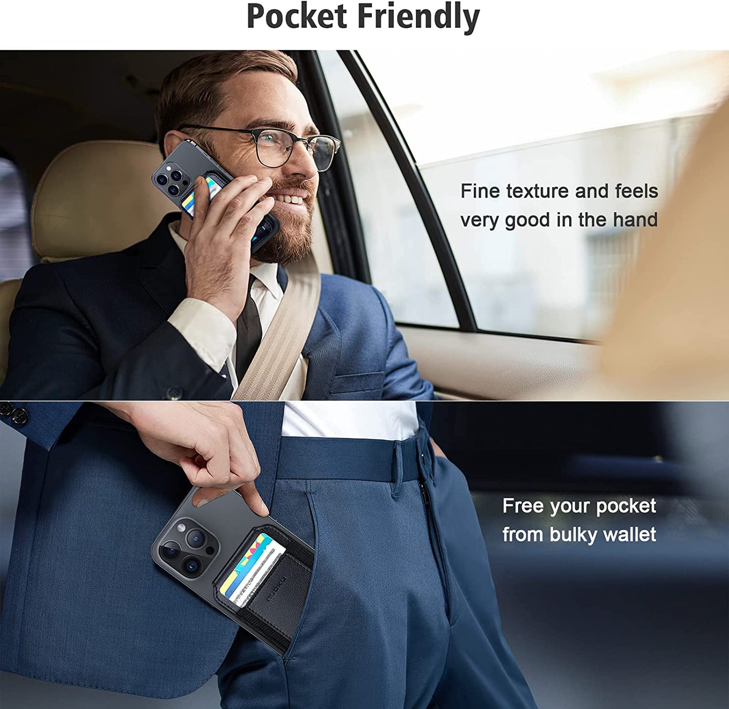 Nuoku Designed for Magsafe Wallet, Leather Magnetic Card Holder for Iphone 14 Pro Max/14 Pro/14 Plus/14 and 13/12 Series, NOT Compatible with 13/12 Mini  nuoku   