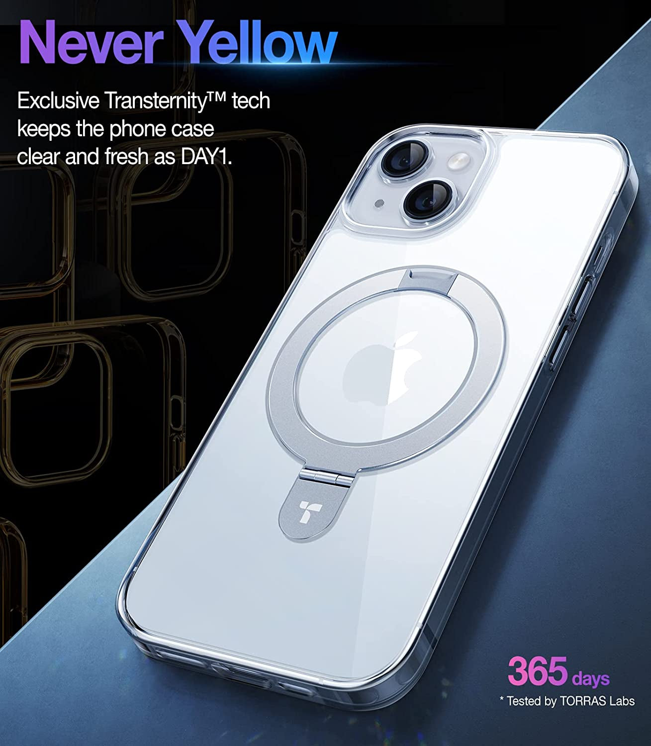 TORRAS UPRO™ Ostand for Iphone 14 Case/Iphone 13 Case with Stand, [Compatible with Magsafe] [Anti-Yellow] Mil-Grade Protective Magnetic Clear Case for Iphone 13/Iphone 14 Case, Diamond Clear  TORRAS   