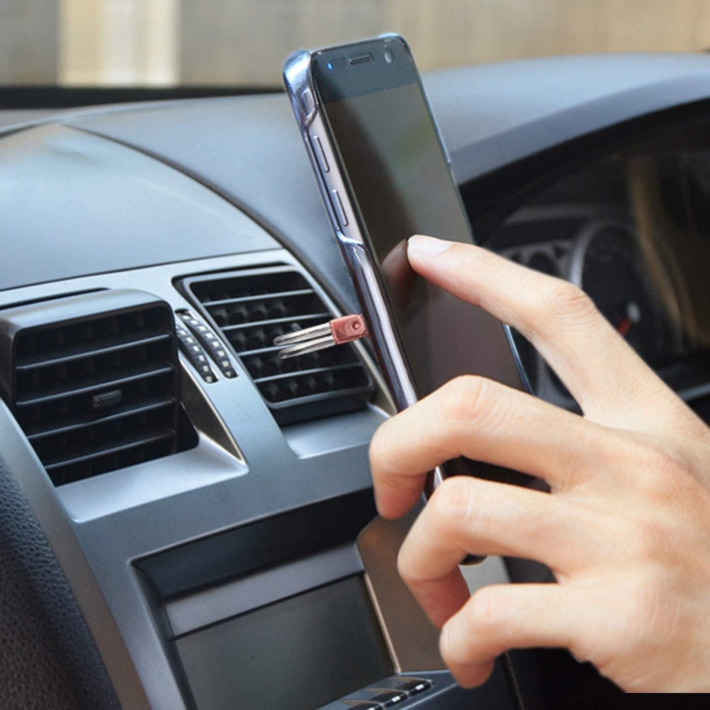 Airfly Phone Finger Ring Holder, 4 in 1, Universal Metal Phone Ring, Table Stand Kickstand, Car Vent Mount, Finger Grip Compatible All Smartphones, Black  AirFly SF   