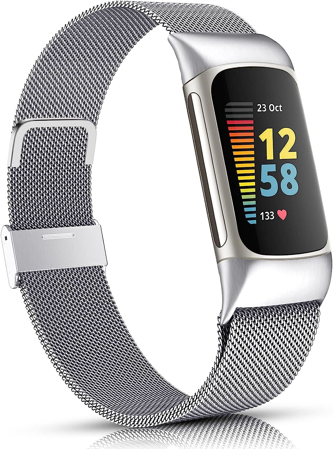 ZWGKKYGYH Compatible with Fitbit Charge 5 Bands for Women Men, Stainless Steel Mesh Magnetic Metal Band Charge 5 Watch Strap  ZWGKKYGYH   