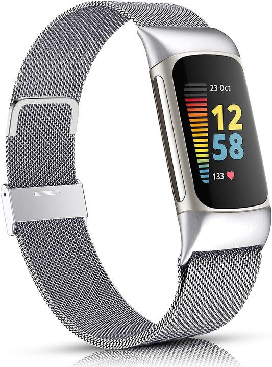 ZWGKKYGYH Compatible with Fitbit Charge 5 Bands for Women Men, Stainless Steel Mesh Magnetic Metal Band Charge 5 Watch Strap  ZWGKKYGYH   
