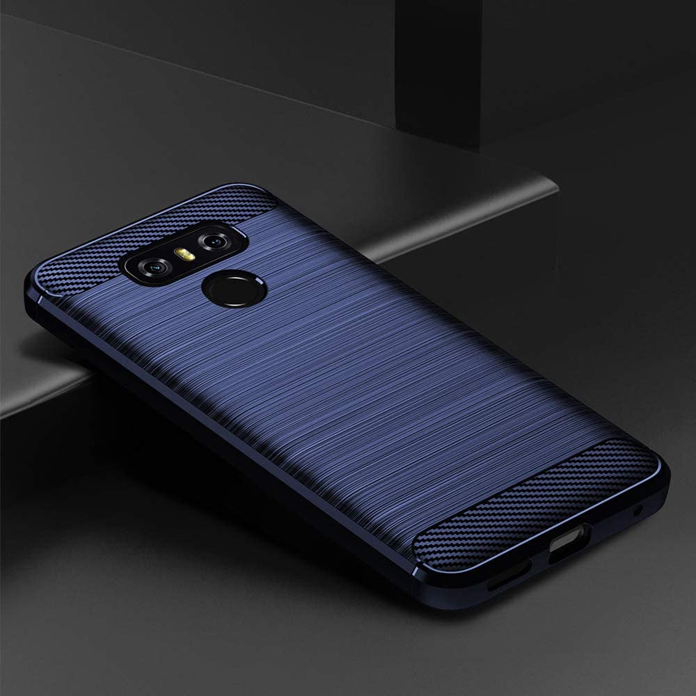 SNOSHO for LG G6 plus Phone Case,Slim Thin Silicone Soft Skin Flexible TPU Lightweight Gel Rubber Carbon Fiber Anti-Scratch Shockproof Protective Cases Cover for LG G6,Brushed Blue  SNOSHO   