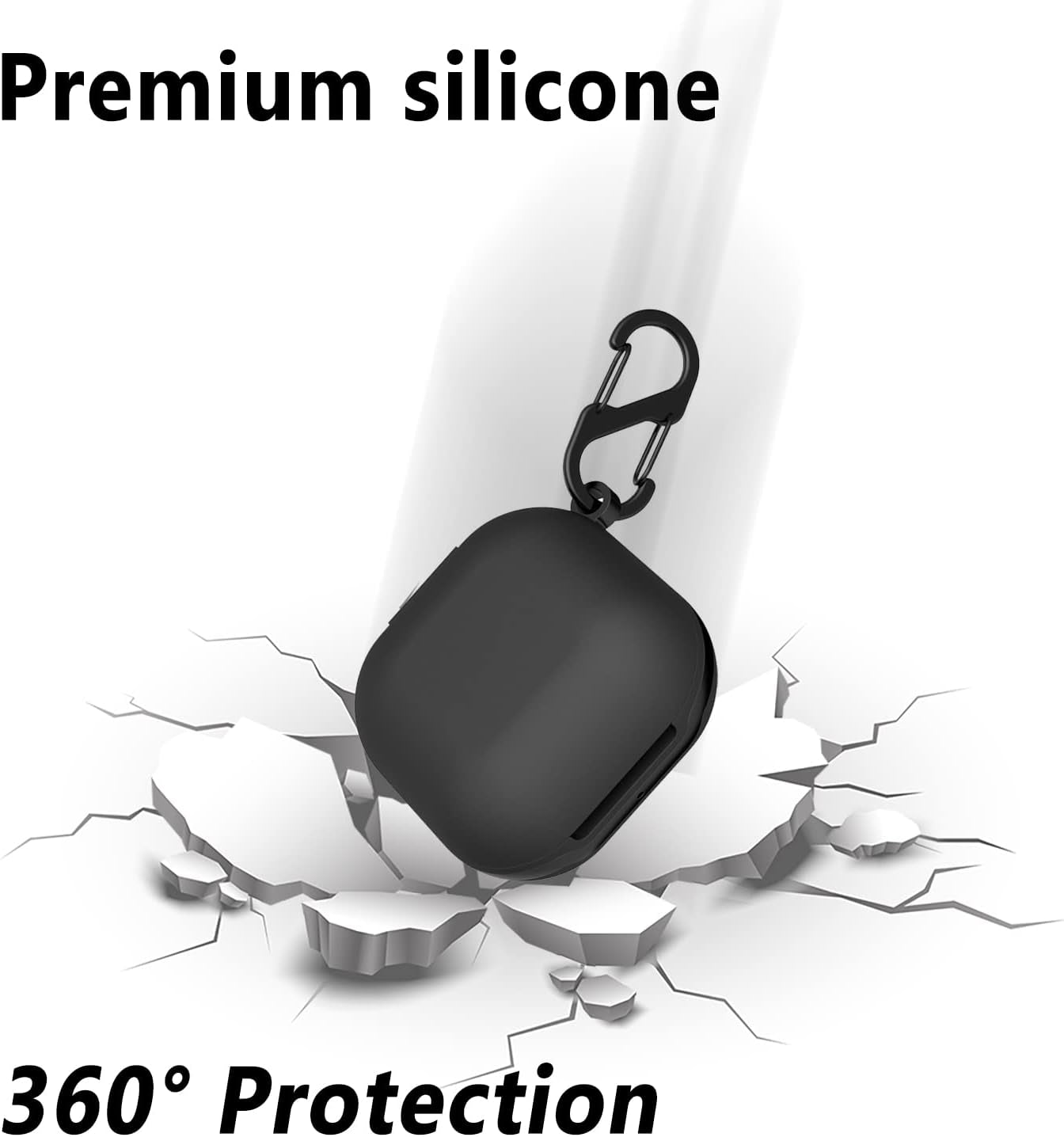 Geiomoo Silicone Case Compatible with Galaxy Buds 2 Pro, Galaxy Buds2, Galaxy Buds Pro, Galaxy Buds Live, Protective Cover with Carabiner (Black)  Geiomoo   