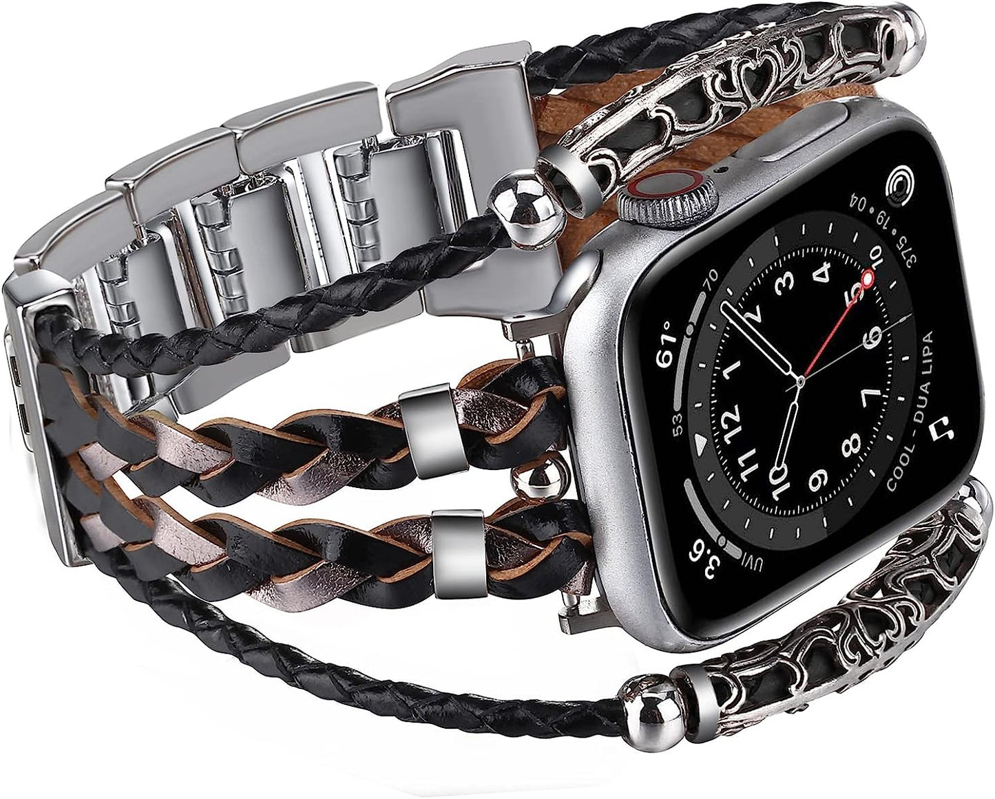 Wingoden Boho Weaving Leather Bands Compatible with Apple Watch Band Bracelets 38Mm 40Mm 41Mm 42Mm 44Mm 45Mm 49Mm for Women - Posh Leather Bracelet Multilayer Wrap Apple Watch Strap for Iwatch Band Series Ultra SE 8 7 6 5 4 3 2 1  Wingoden Black 42mm/44mm/45mm/49mm 