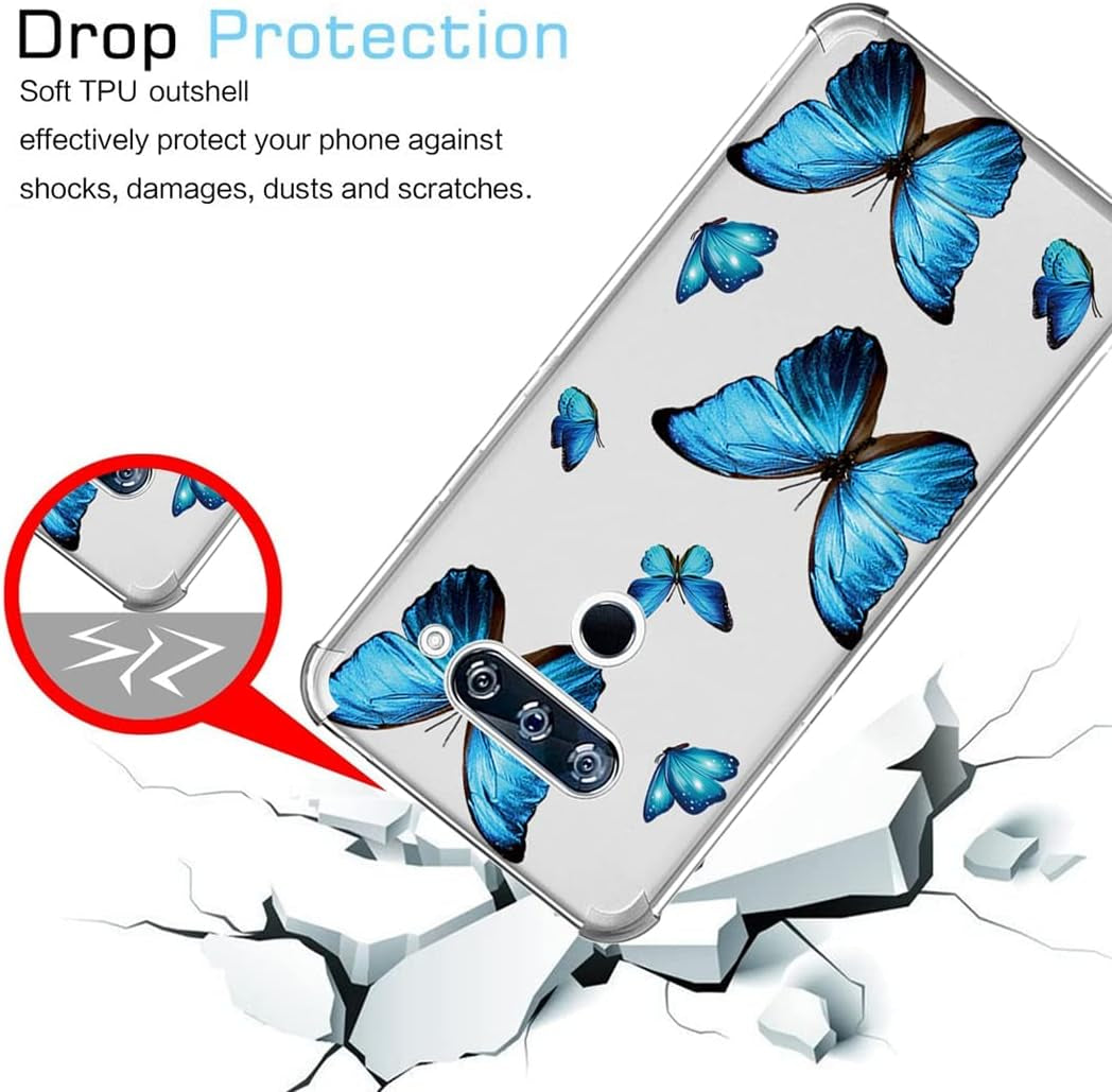 Yerebel Case for LG V40/V40 Thinq Case V405UA0 Cute Case, Clear Flexible Bumper TPU Soft Rubber Silicone Cover Phone Case for LG V40 Thinq (Blue Butterfly)  Yerebel   