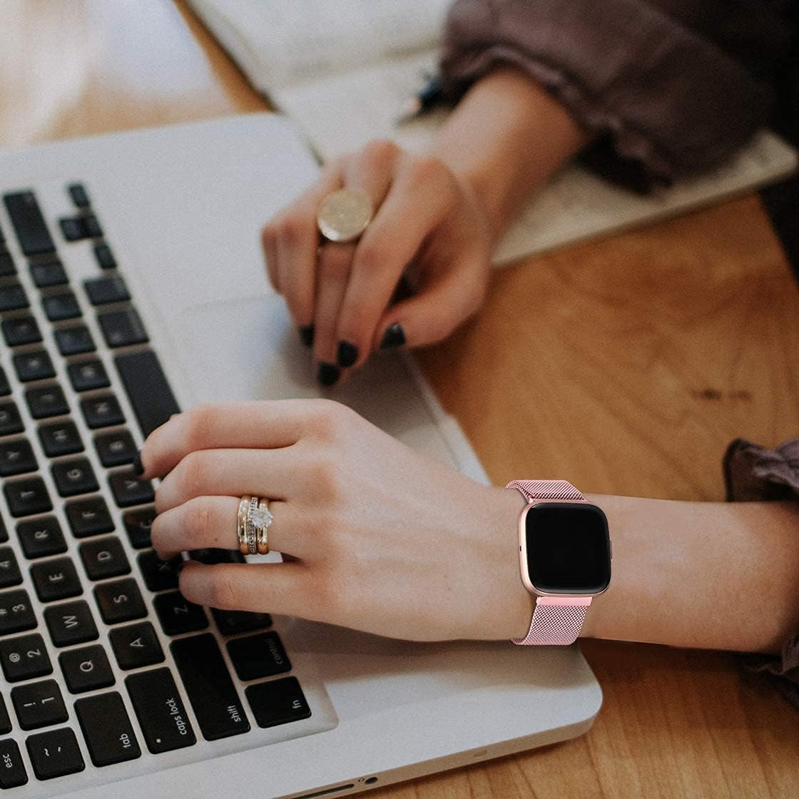 ZWGKKYGYH Compatible with Fitbit Versa 2 Bands for Women Men, Stainless Steel Metal Mesh Replacement Band Accessories Bracelet Strap with Magnet Lock for Fitbit Versa/Versa Lite SE…  ZWGKKYGYH   