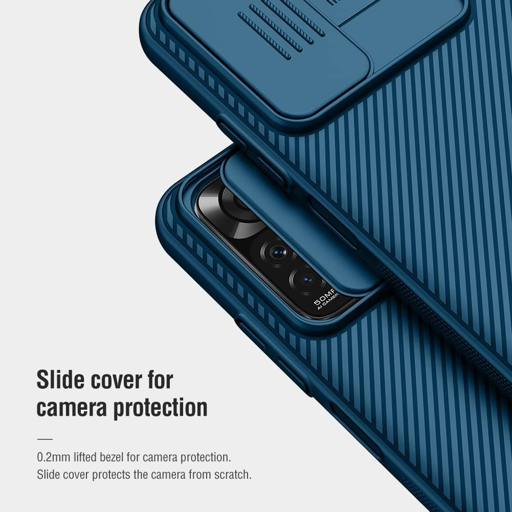 Xiaomi Redmi Note 11 (4G) Case with Camera Cover,Slim Fit Thin Polycarbonate Protective Shockproof Cover with Slide Camera Cover, Upgraded Case for Xiaomi Redmi Note 11 (4G) (Blue)  Wefor   