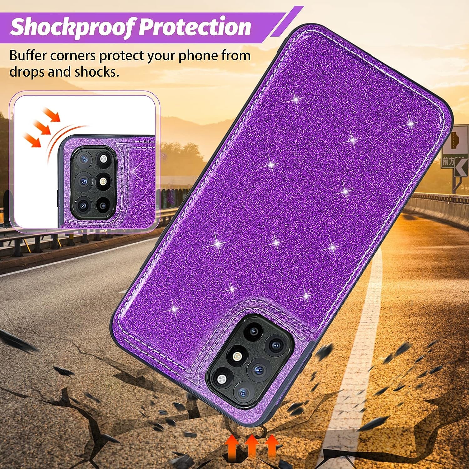Asuwish Phone Case for Oneplus 8T Oneplus8T plus 9R 5G Wallet Cover with Screen Protector and Card Holder Bling Glitter Cell One Plus8T5G on + 1 plus 8Tplus 1Plus 8T+ One+ T8 1+ 1+8T Pro G5 Purple  Asuwish   