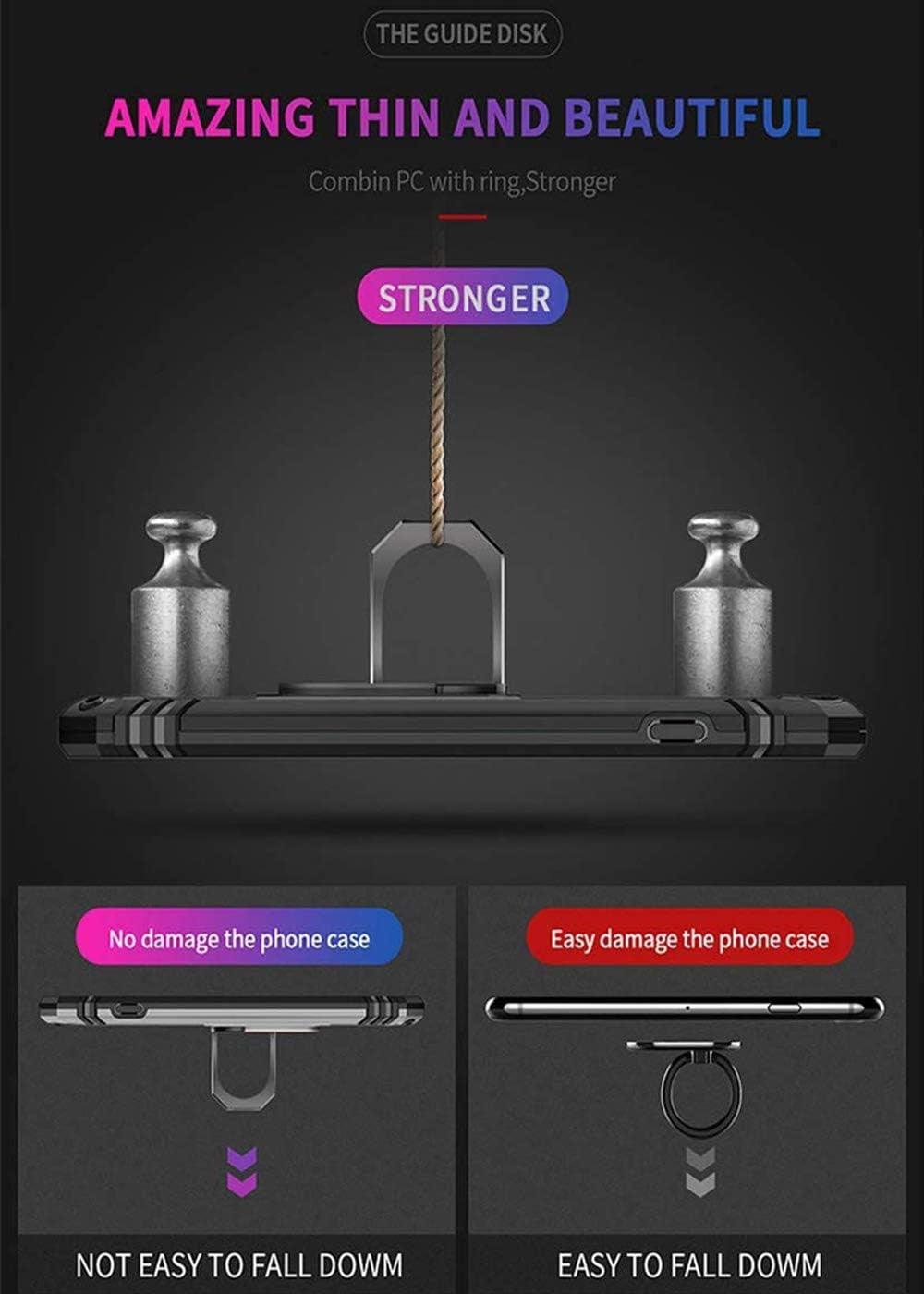 Yahan for Xiaomi Redmi 8A / Redmi 8 Case,360 Degree Rotating Ring Kickstand Hybrid Heavy Duty Dual Layer Shockproof Defender Hard Back Case Cover with Tempered Glass Screen Protector,Black  YaHan   