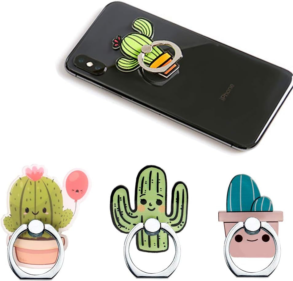 Phone Ring Holder Stand,Phone Ring Stand Holder 360 Rotation Finger Ring Grip Stand for Cellphones,Smartphones and Tablets (2 Pack Kawaii Kitty Phone Ring Stand)  RRJQW 4 Pack Cactus Phone Ring Stand  