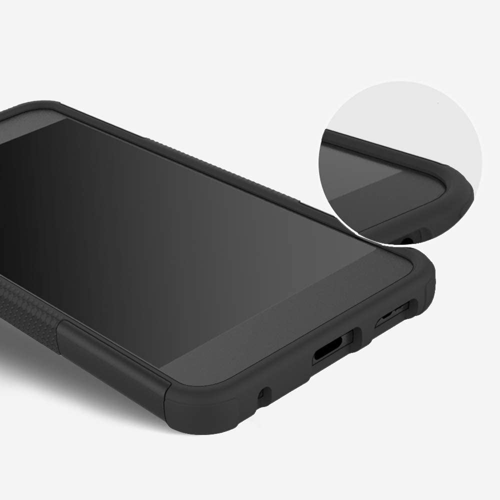 Phone Case for LG V35 Thinq V30 plus with Tempered Glass Screen Protector Cover and Stand Kickstand Hard Rugged Hybrid Cell Accessories LGV30 LGV35 LG30 LG35 V 30 35 V30+ V30S H931 Cases Men Black  Asuwish   